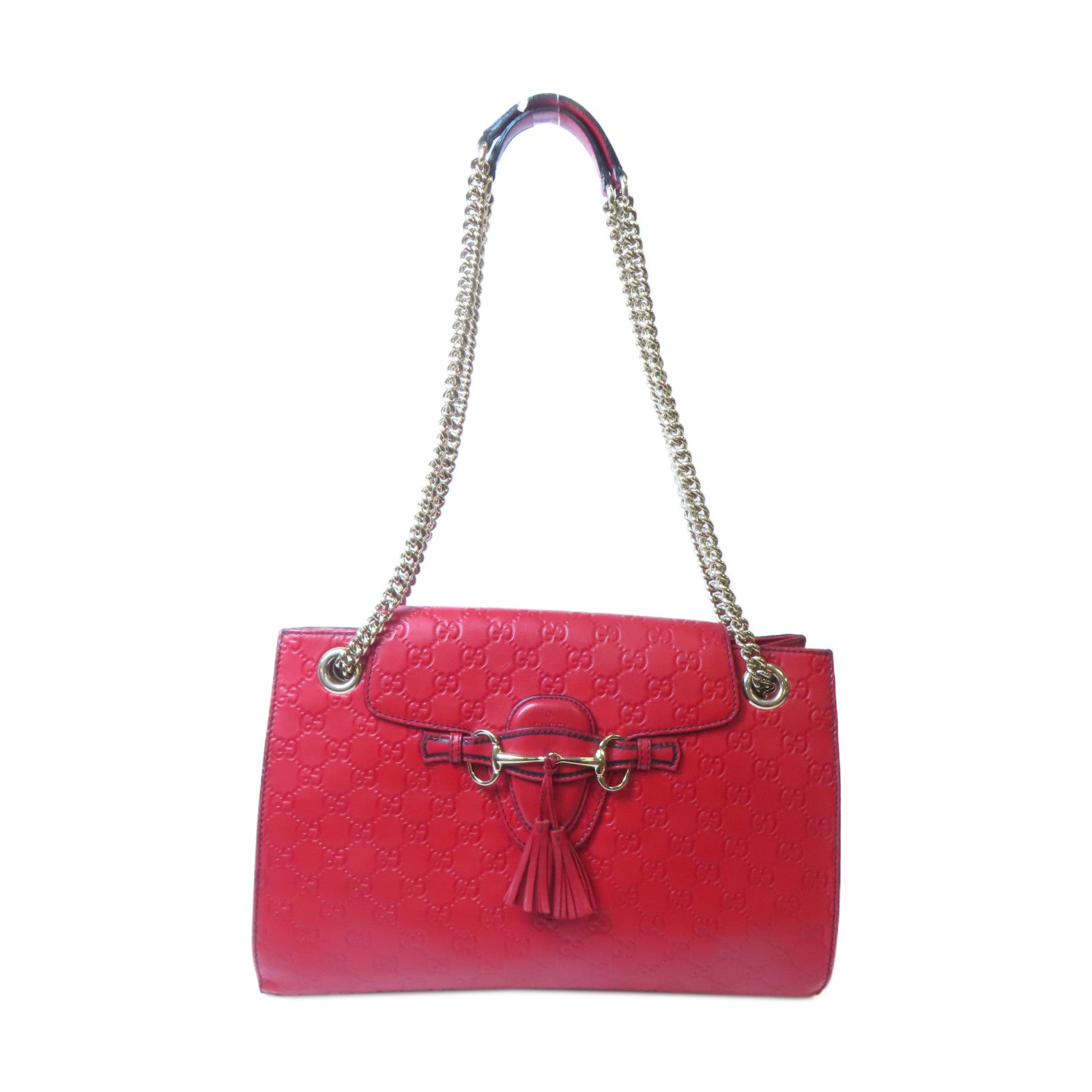 GUCCI 牛皮皮革Shoulder Tote金扣肩背袋紅色
