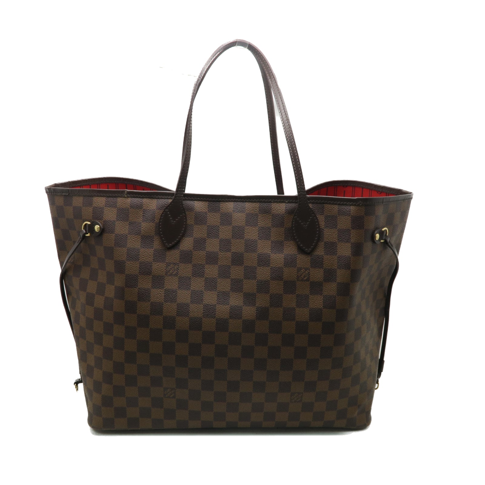 LOUIS VUITTON Damier Neverfull GM金扣手挽袋棕色