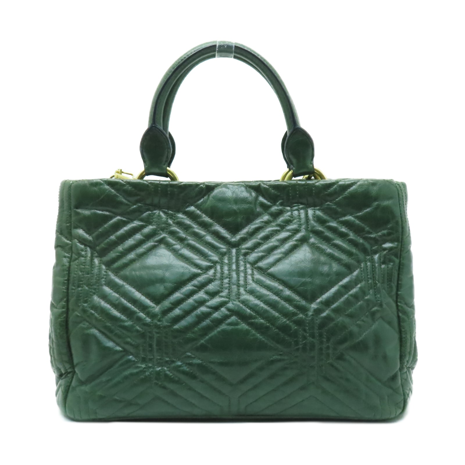 Miu Miu 牛皮皮革2 Way Shoulder金扣手挽肩背兩用袋綠色