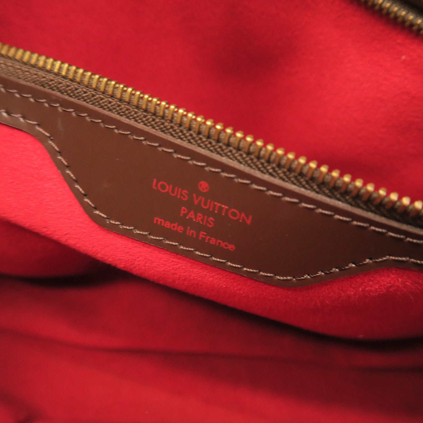 LOUIS VUITTON Damier Hampstead GM gold buckle handle bag brown