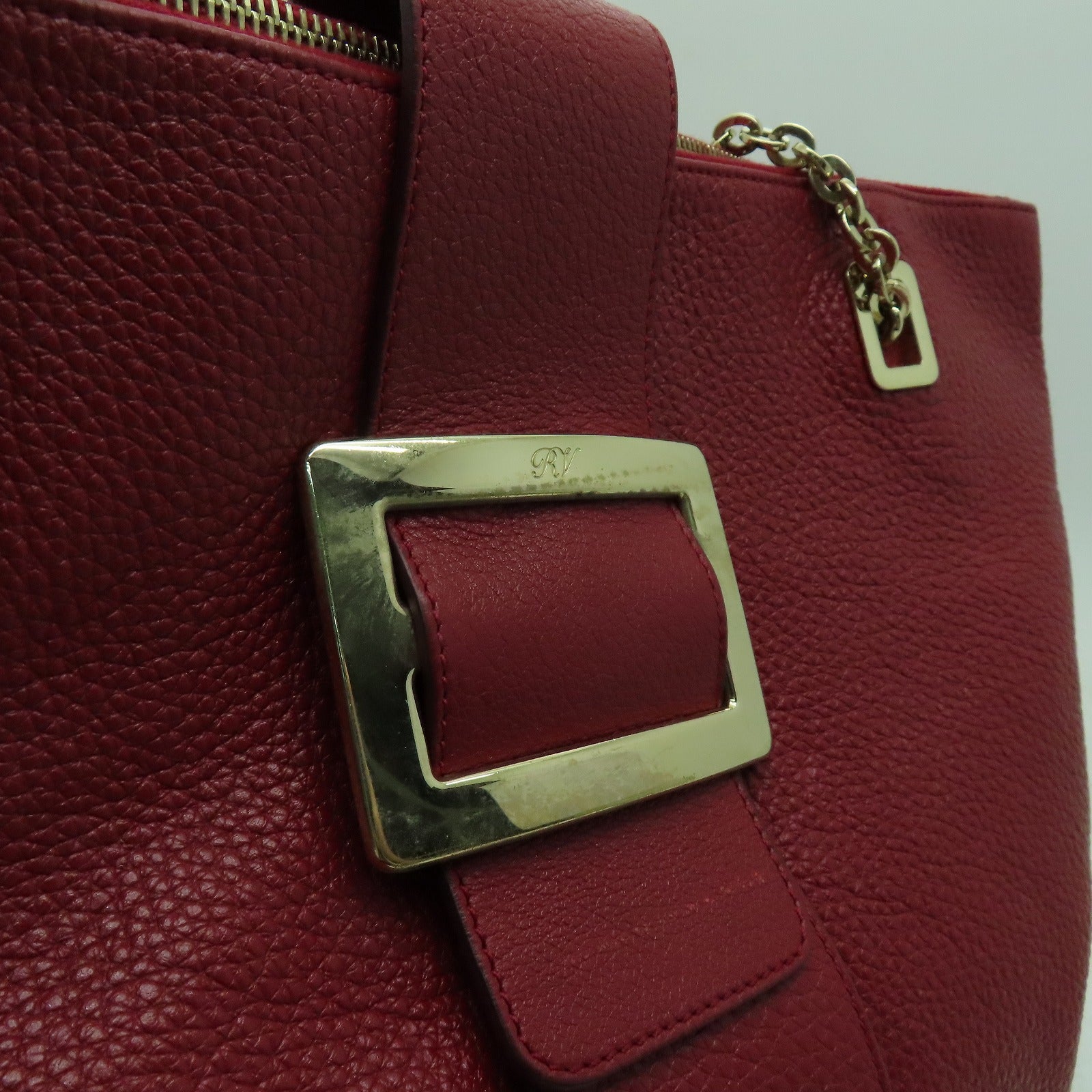 Roger Vivier 牛皮皮革Roger Vivier金扣肩背袋紅色