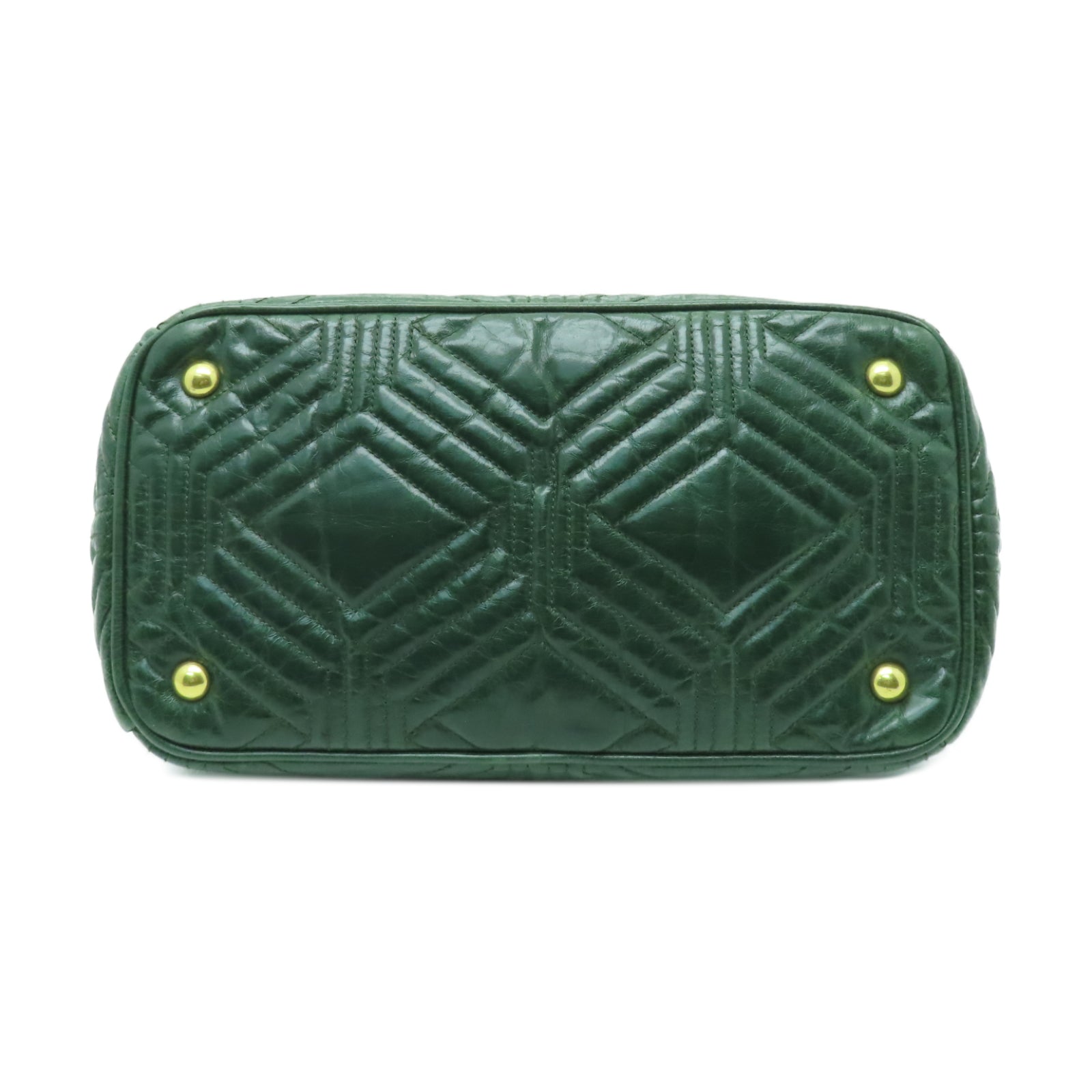 Miu Miu 牛皮皮革2 Way Shoulder金扣手挽肩背兩用袋綠色