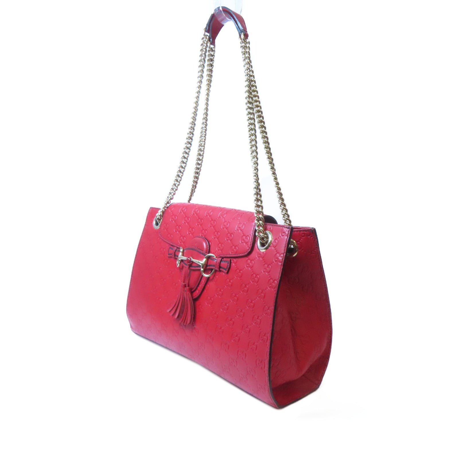 GUCCI 牛皮皮革Shoulder Tote金扣肩背袋紅色