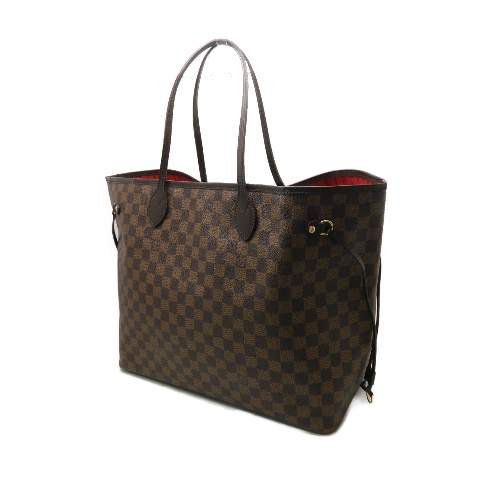 LOUIS VUITTON Damier Neverfull GM金扣手挽袋棕色