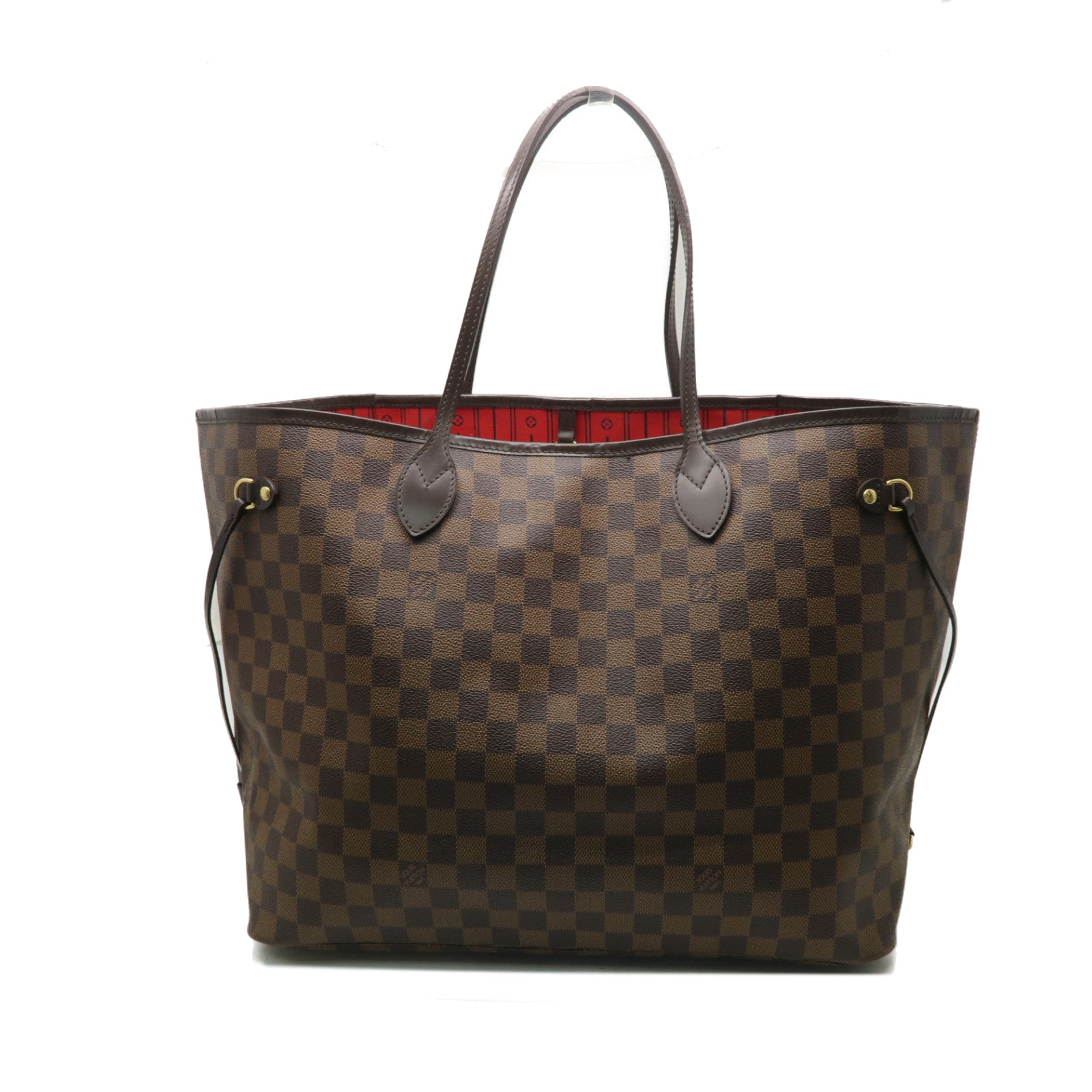 LOUIS VUITTON Damier Neverfull GM金扣手挽袋棕色