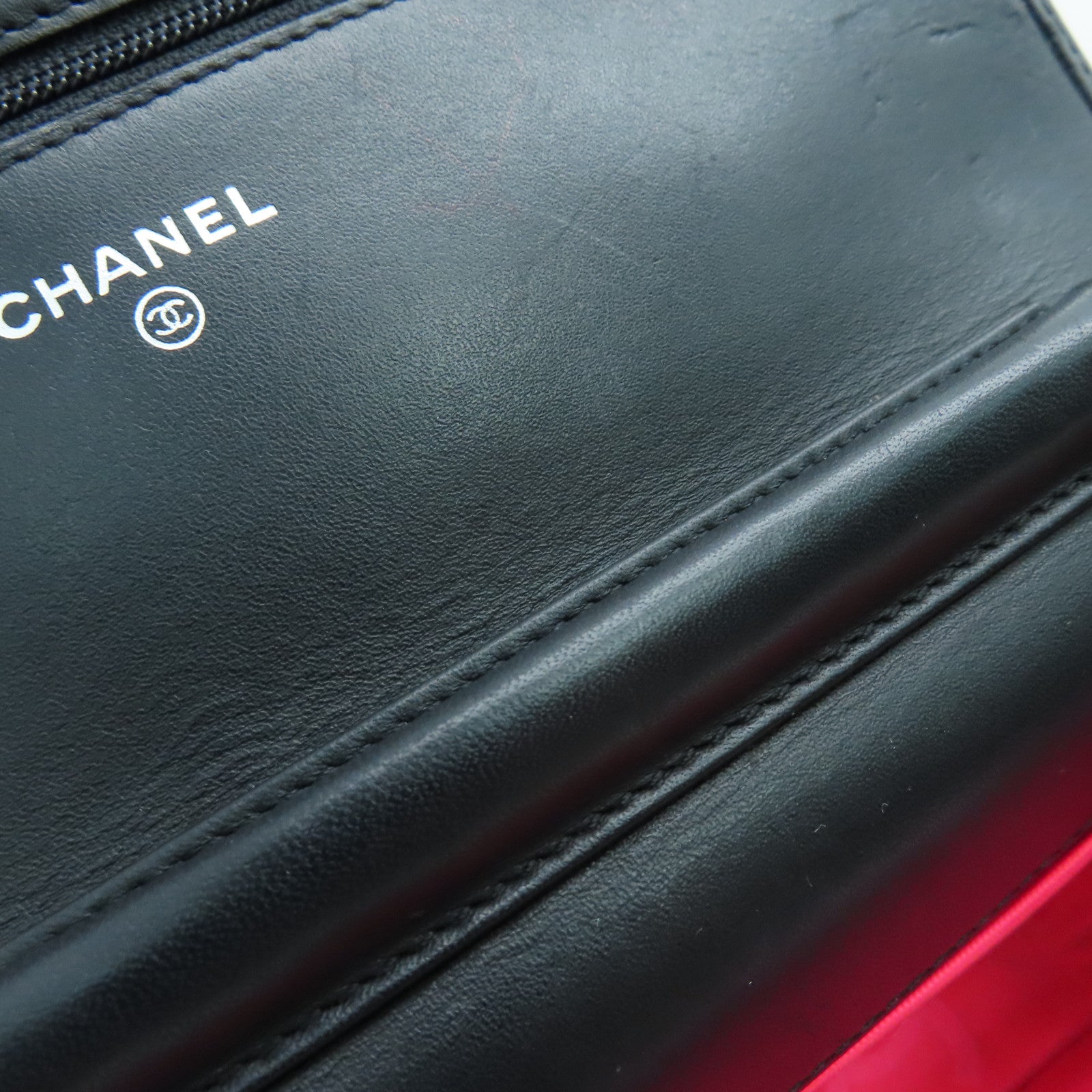 CHANEL rhombic cowhide leather Cambon Wallet On Chain chain shoulder bag silver buckle black