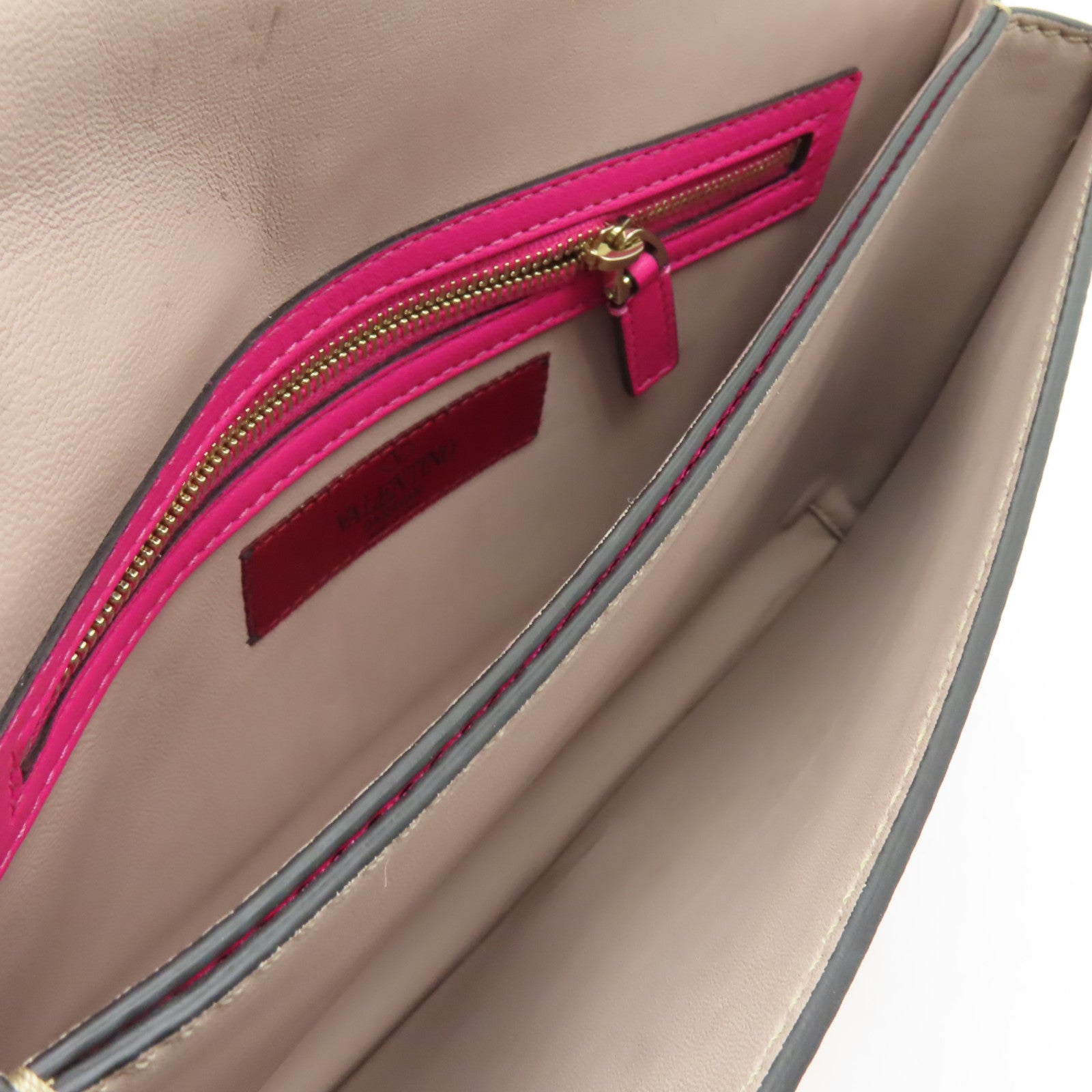 Valentino 牛皮皮革Clutch金扣手拿包粉紅色