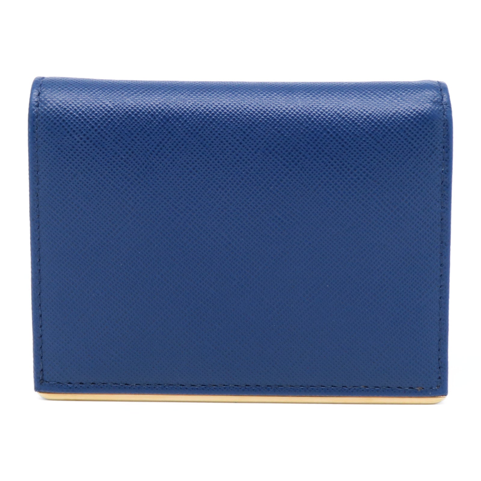 PRADA 【激減優惠】Saffiano皮革Bifold Wallet金扣錢包藍色