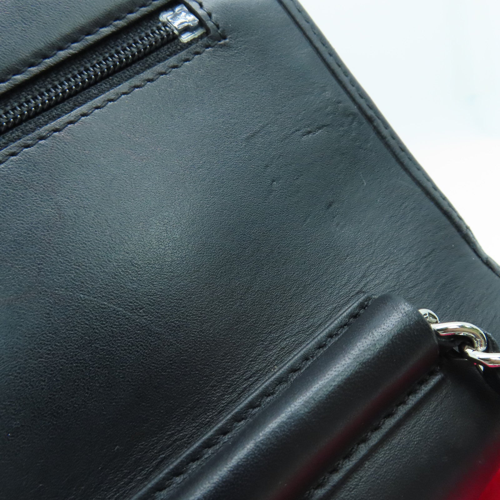 CHANEL rhombic cowhide leather Cambon Wallet On Chain chain shoulder bag silver buckle black