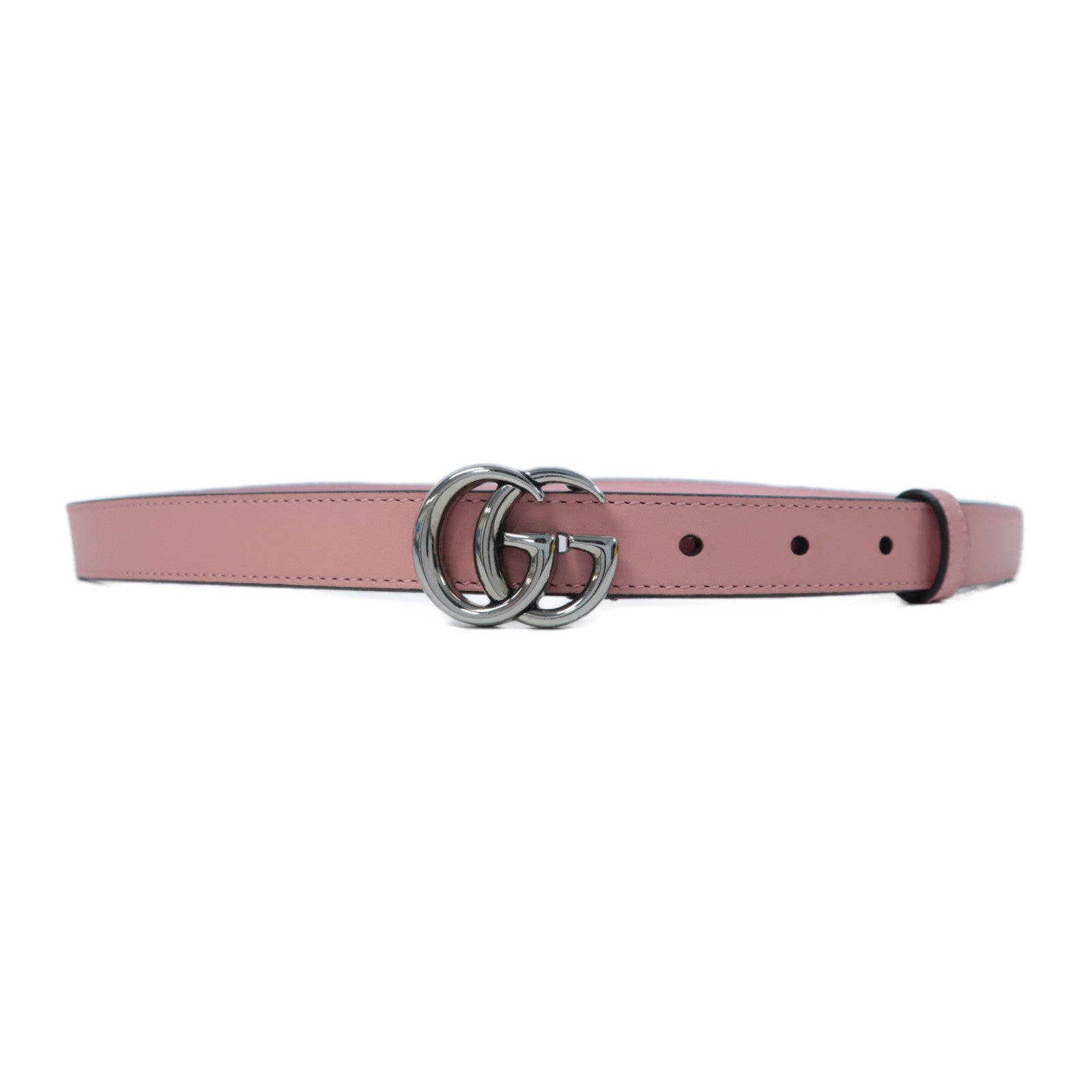 GUCCI 牛皮皮革Double G Buckle Belt銀扣皮帶粉紅色