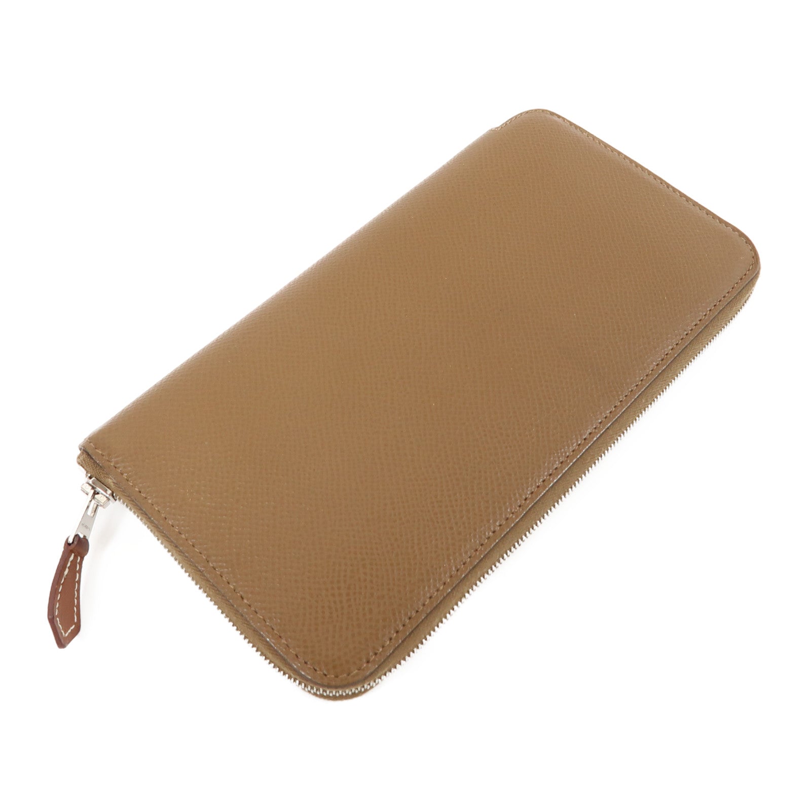 HERMES Epsom皮革Silk In Wallet銀扣長錢包Etoupe大象灰色