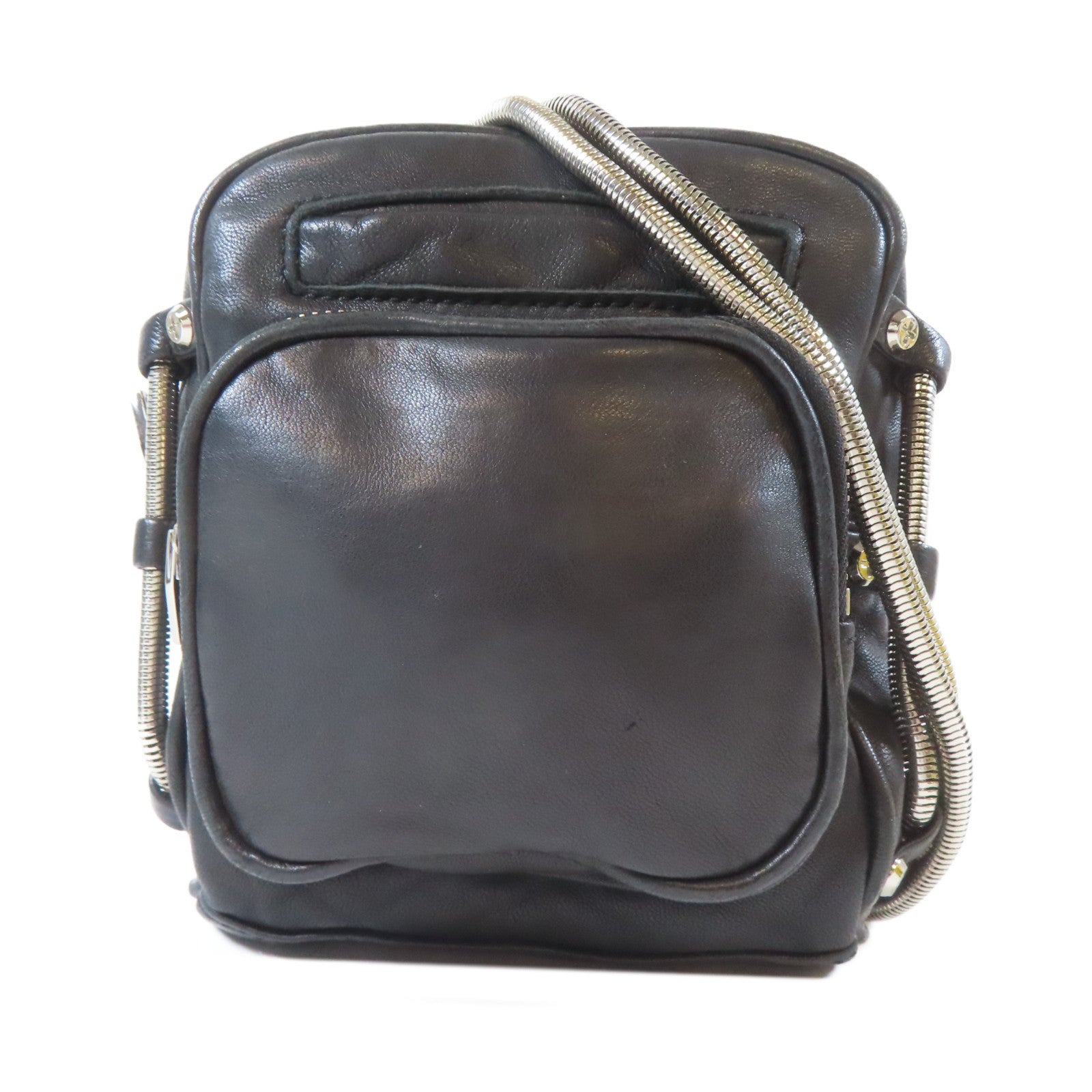 Alexander Wang 羊皮皮革Shoulder Bag銀扣肩背袋黑色