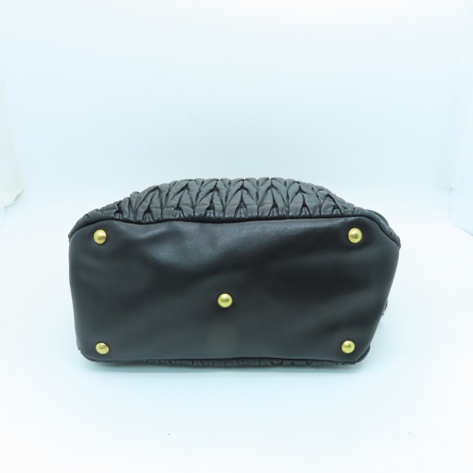 Miu Miu sheepskin leather 2way Shoulder Bag gold buckle handle shoulder bag black