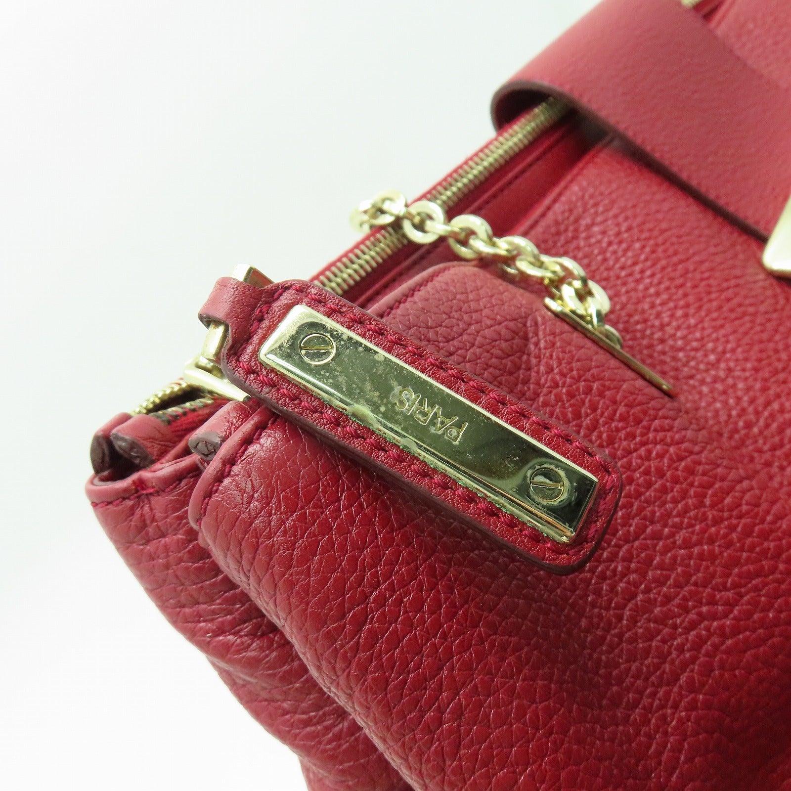 Roger Vivier 牛皮皮革Roger Vivier金扣肩背袋紅色