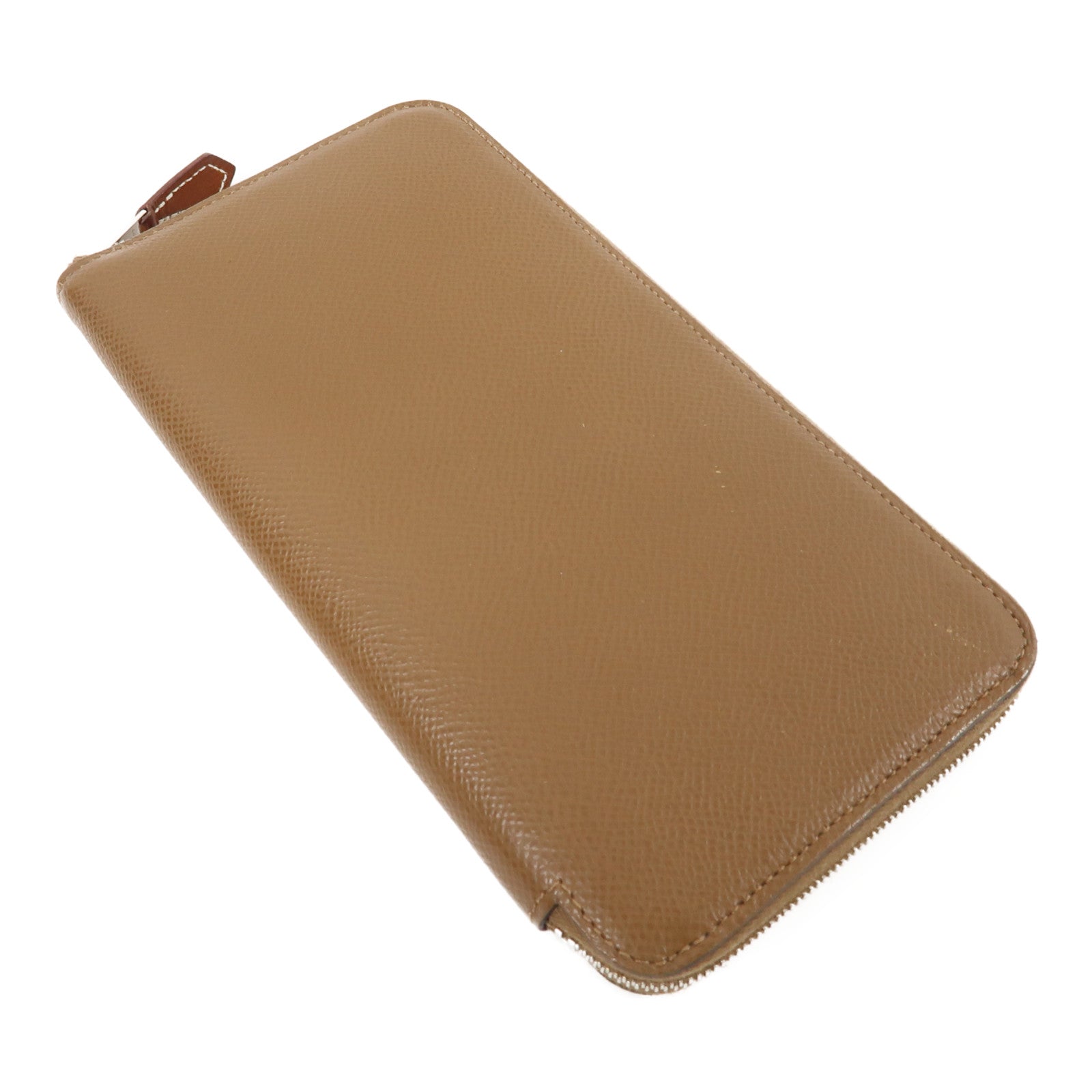 HERMES Epsom皮革Silk In Wallet銀扣長錢包Etoupe大象灰色