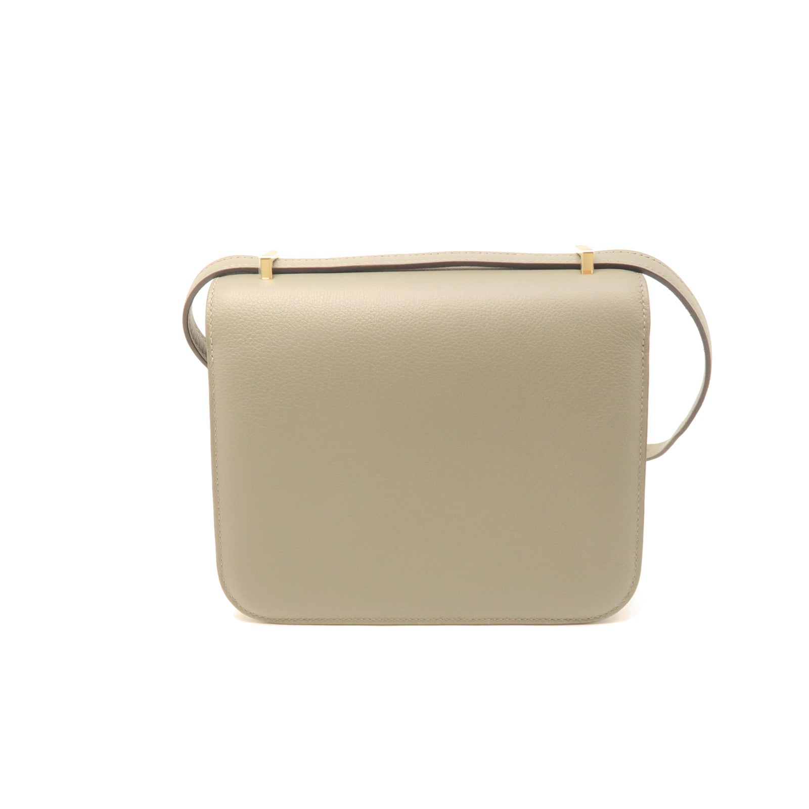 HERMES Veau Epsom Leather Constance Mini Gold Buckle Shoulder Bag Gray