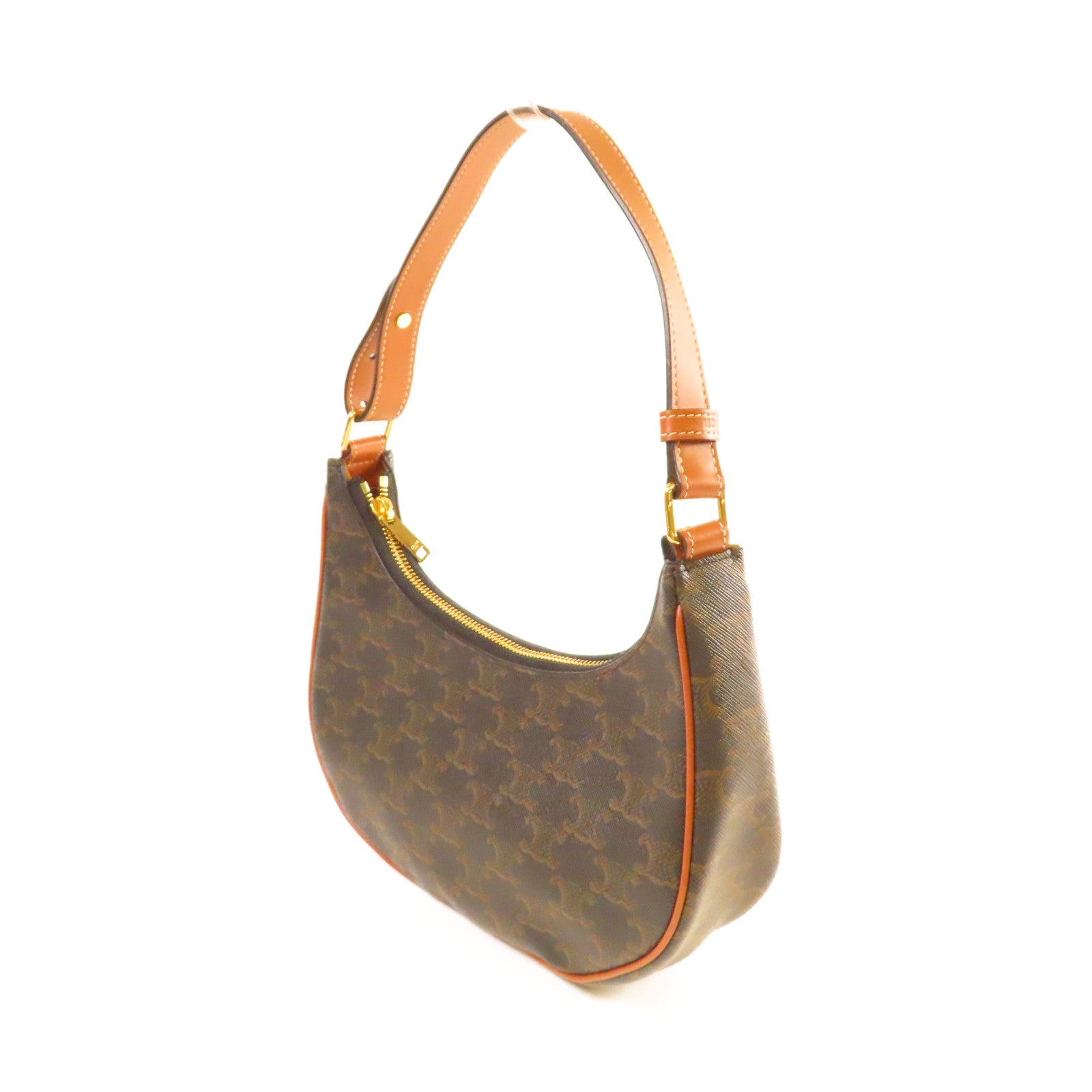 CELINE Triomphe帆布Ava Shoulder Bag金扣肩背袋啡色