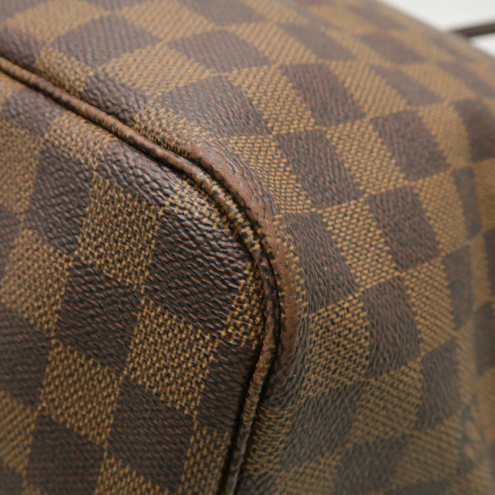 LOUIS VUITTON Damier Neverfull GM金扣手挽袋棕色
