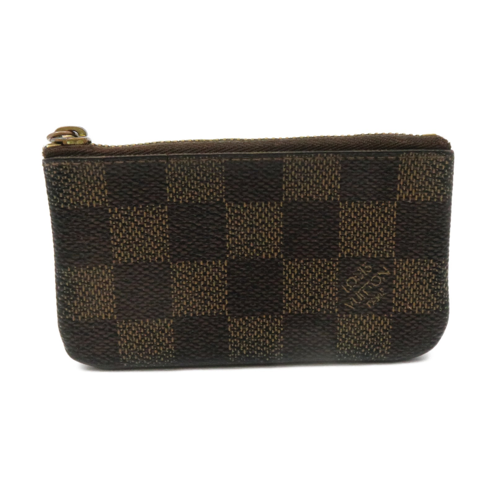 LOUIS VUITTON Damier Key &amp; Coin Case Lock Key Coin Cover Brown