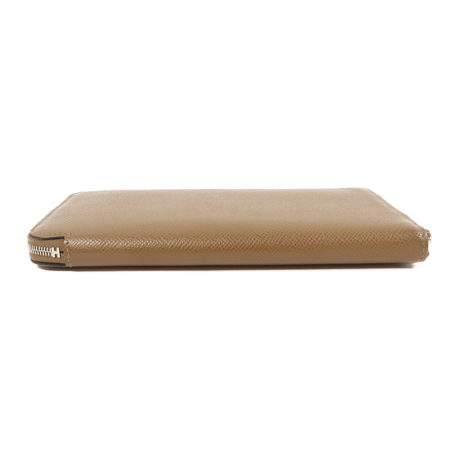 HERMES Epsom皮革Silk In Wallet銀扣長錢包Etoupe大象灰色