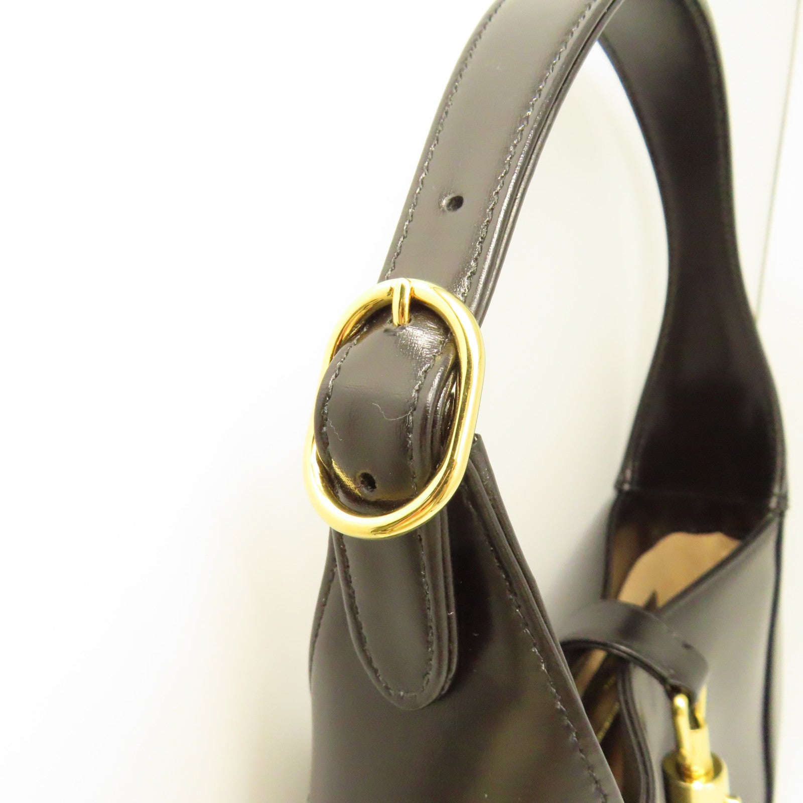 GUCCI 牛皮皮革Jackie 1961金扣肩背袋黑色