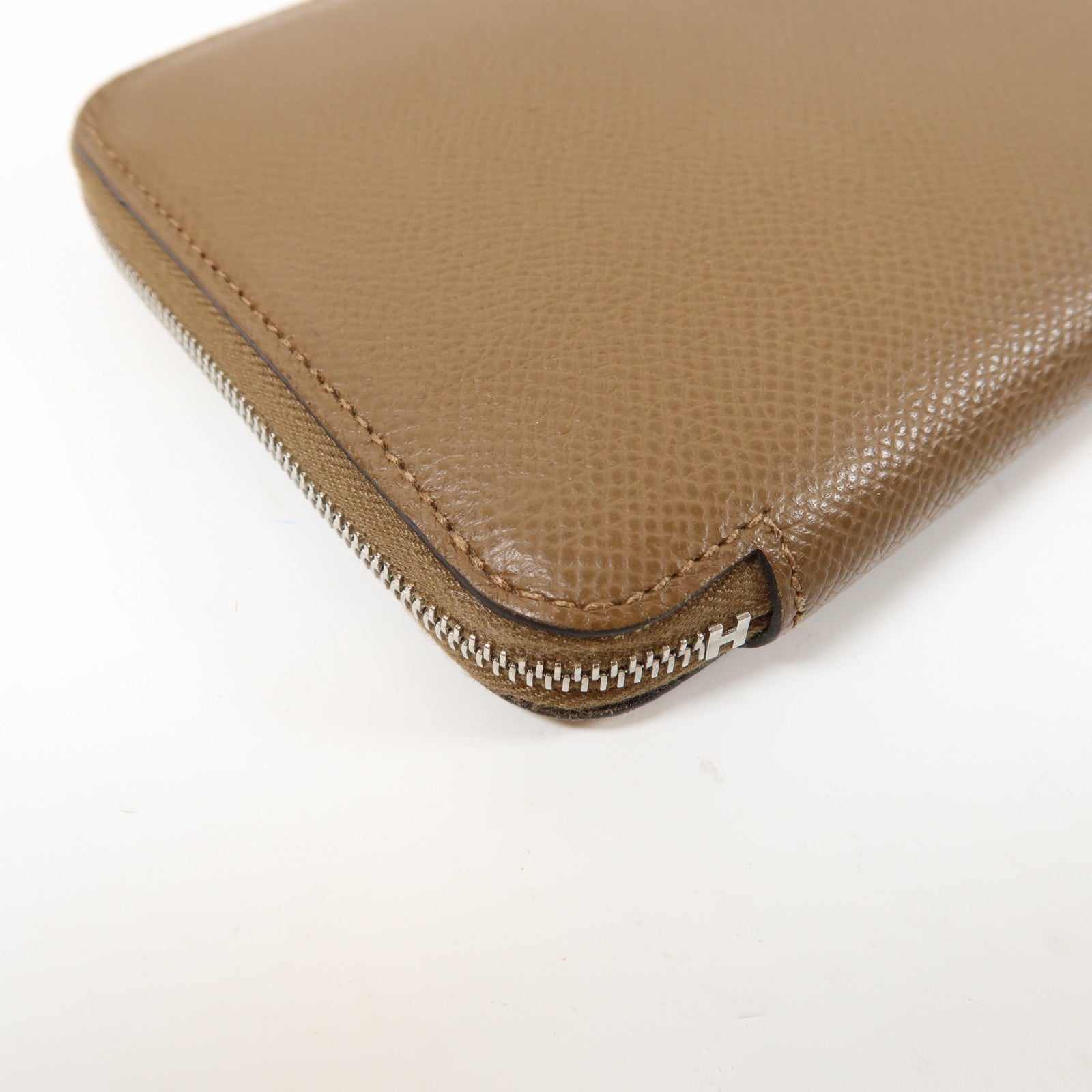 HERMES Epsom皮革Silk In Wallet銀扣長錢包Etoupe大象灰色