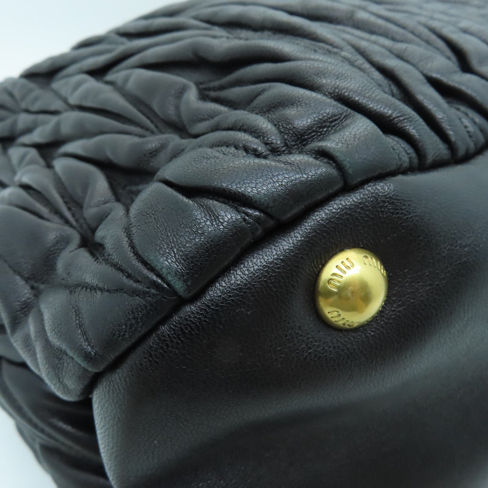 Miu Miu sheepskin leather 2way Shoulder Bag gold buckle handle shoulder bag black
