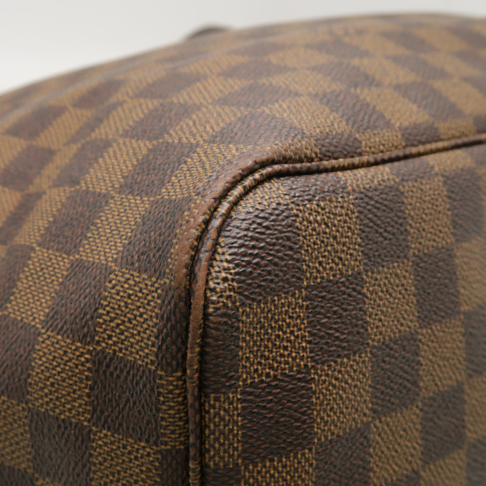 LOUIS VUITTON Damier Neverfull GM金扣手挽袋棕色