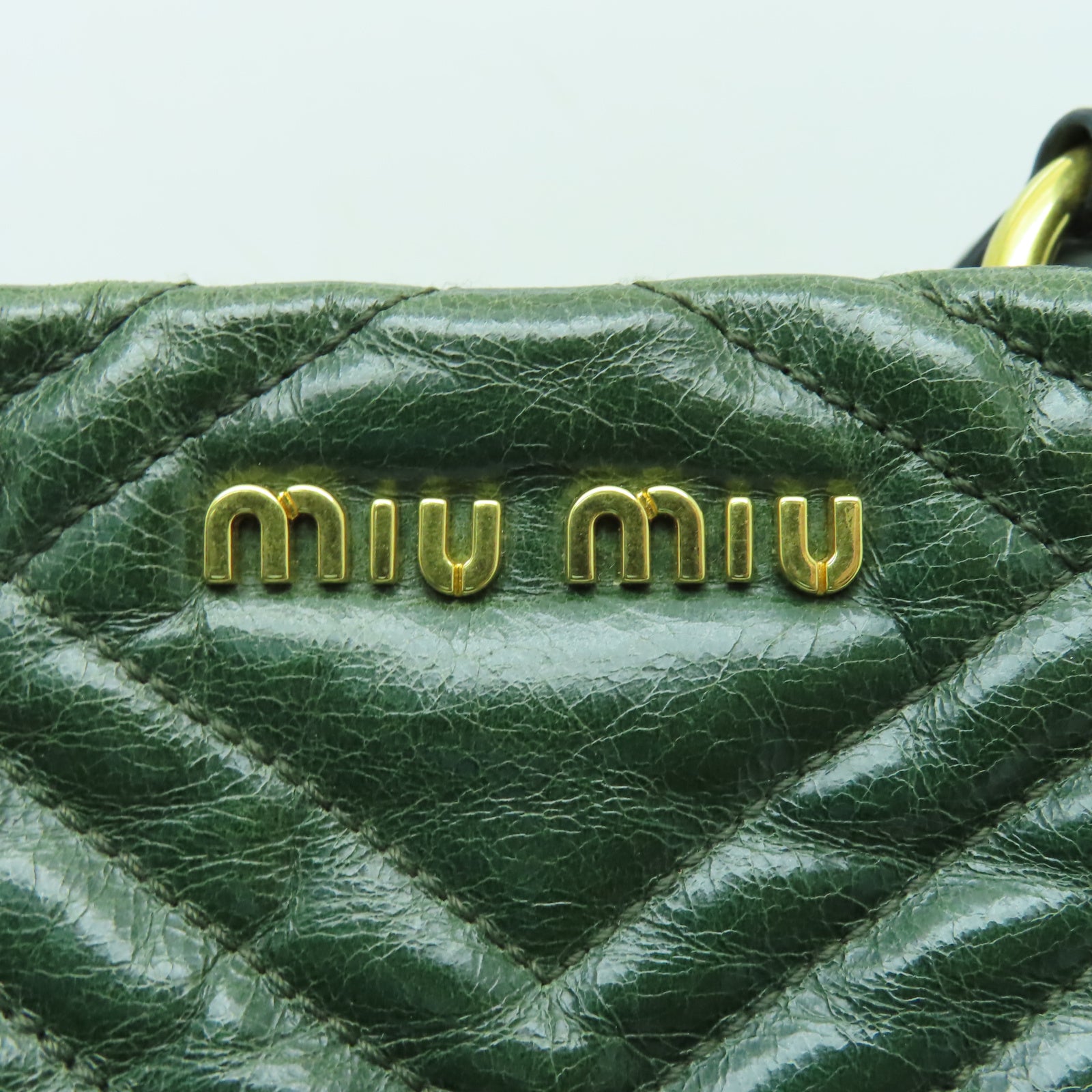 Miu Miu 牛皮皮革2 Way Shoulder金扣手挽肩背兩用袋綠色