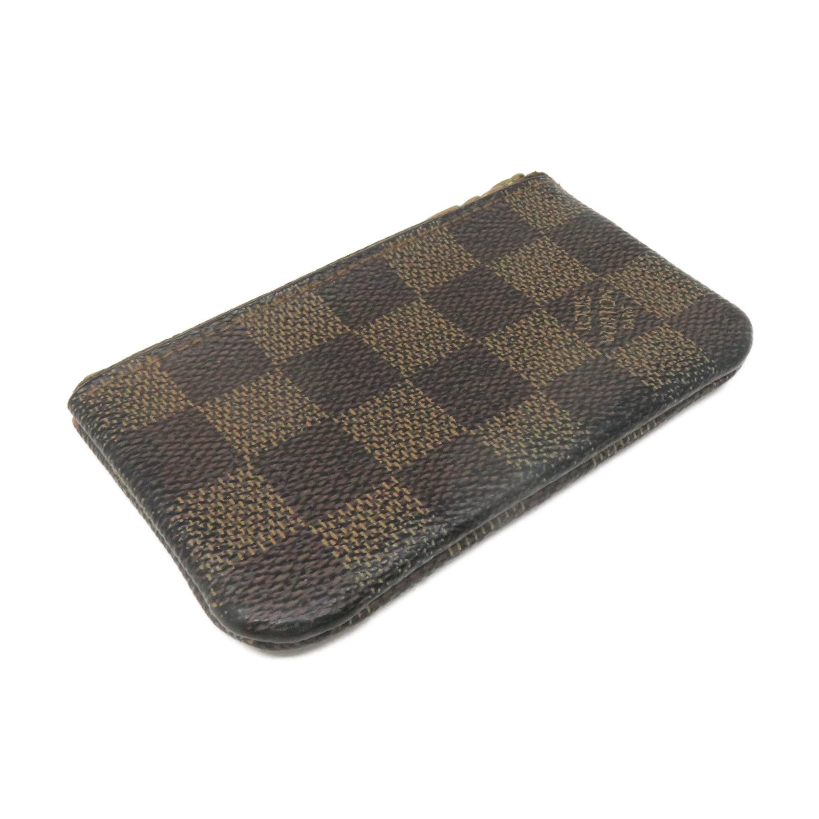 LOUIS VUITTON Damier Key &amp; Coin Case Lock Key Coin Cover Brown