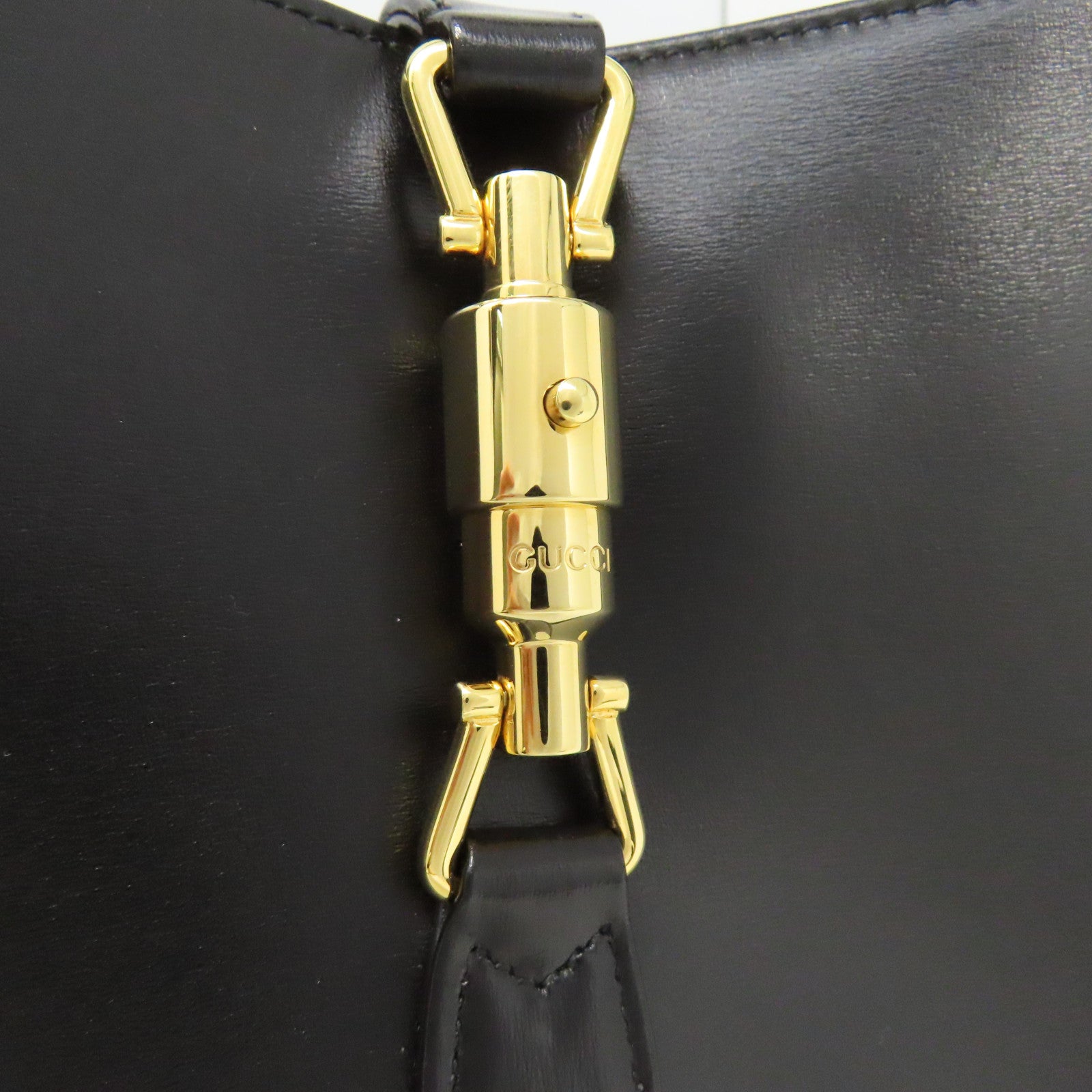 GUCCI 牛皮皮革Jackie 1961金扣肩背袋黑色