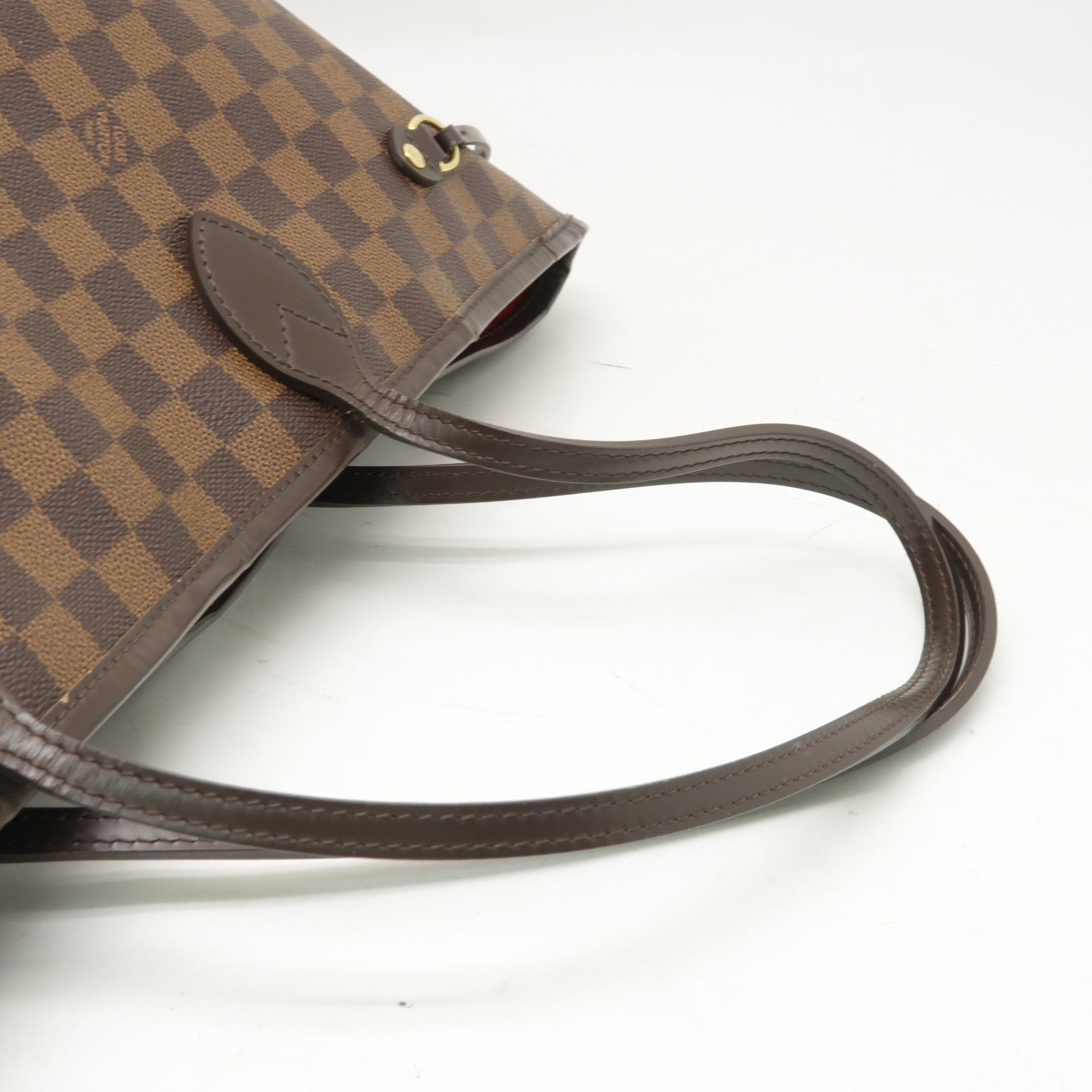 LOUIS VUITTON Damier Neverfull GM金扣手挽袋棕色