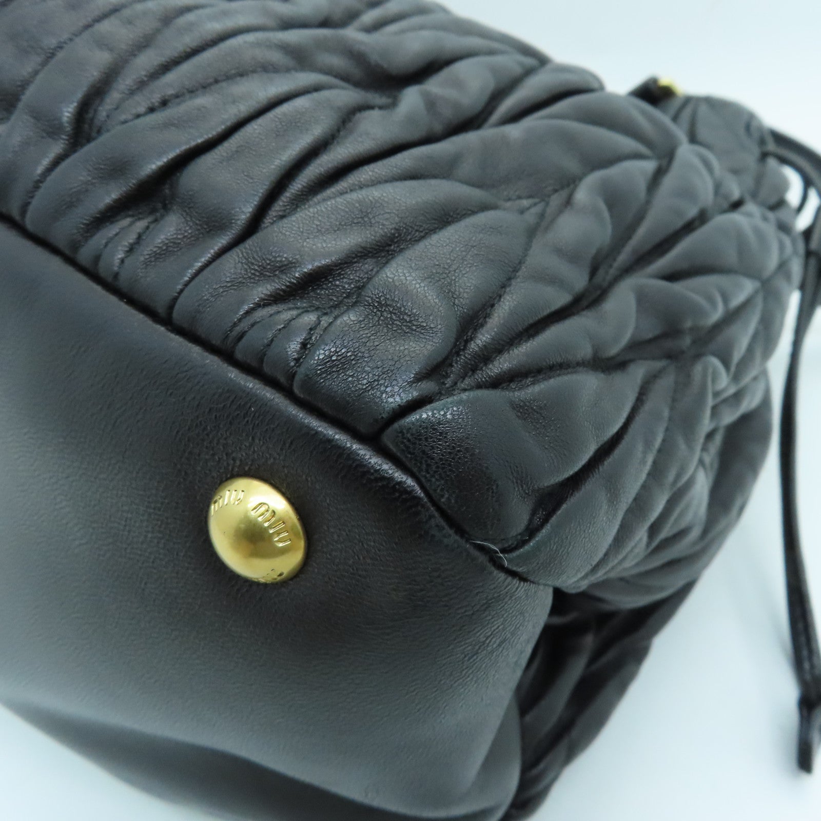 Miu Miu sheepskin leather 2way Shoulder Bag gold buckle handle shoulder bag black