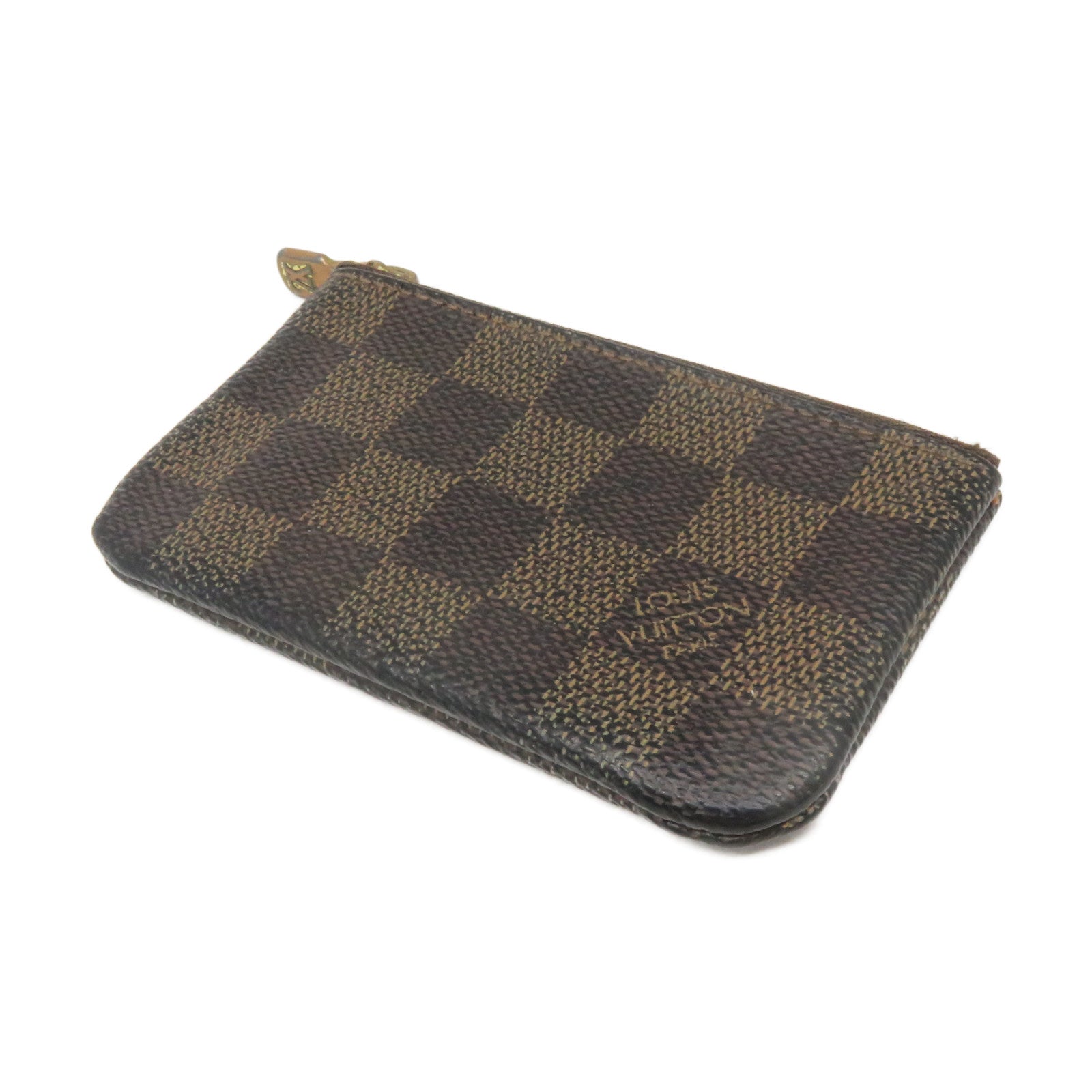 LOUIS VUITTON Damier Key &amp; Coin Case Lock Key Coin Cover Brown