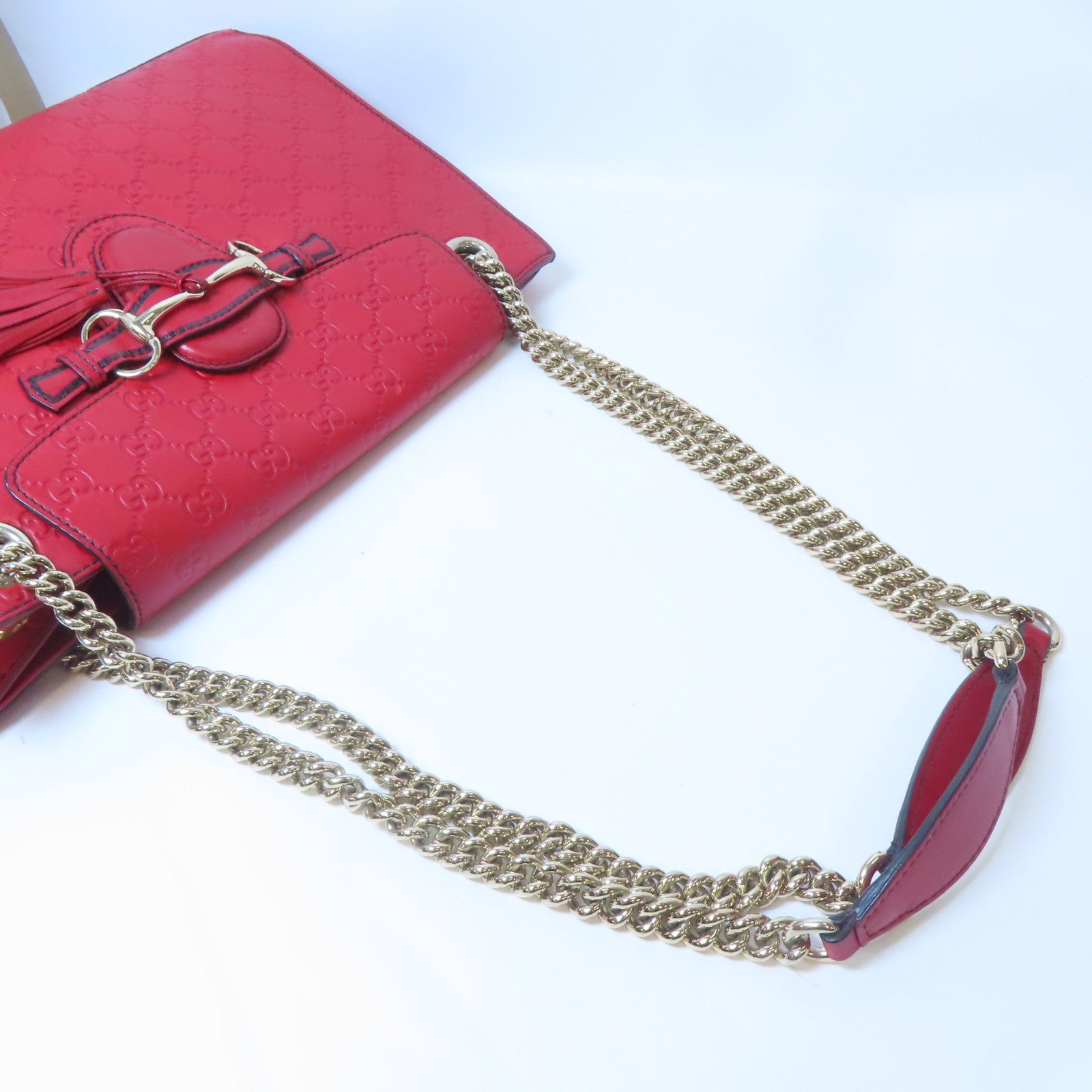 GUCCI 牛皮皮革Shoulder Tote金扣肩背袋紅色