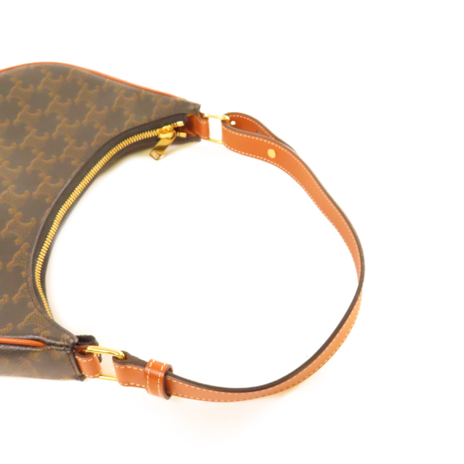 CELINE Triomphe帆布Ava Shoulder Bag金扣肩背袋啡色