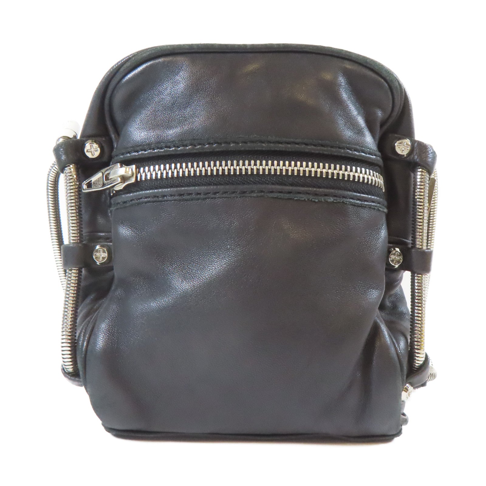 Alexander Wang 羊皮皮革Shoulder Bag銀扣肩背袋黑色
