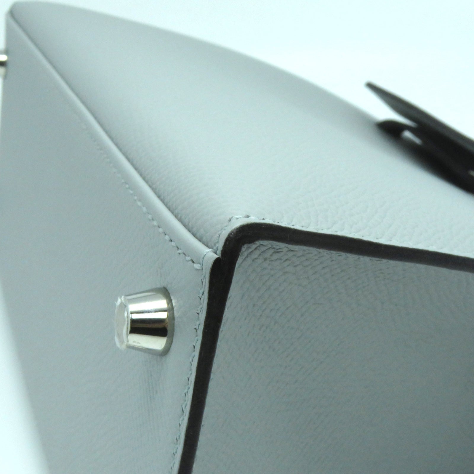 HERMES Epsom皮革Kelly 25銀扣手挽肩背兩用袋冰河藍