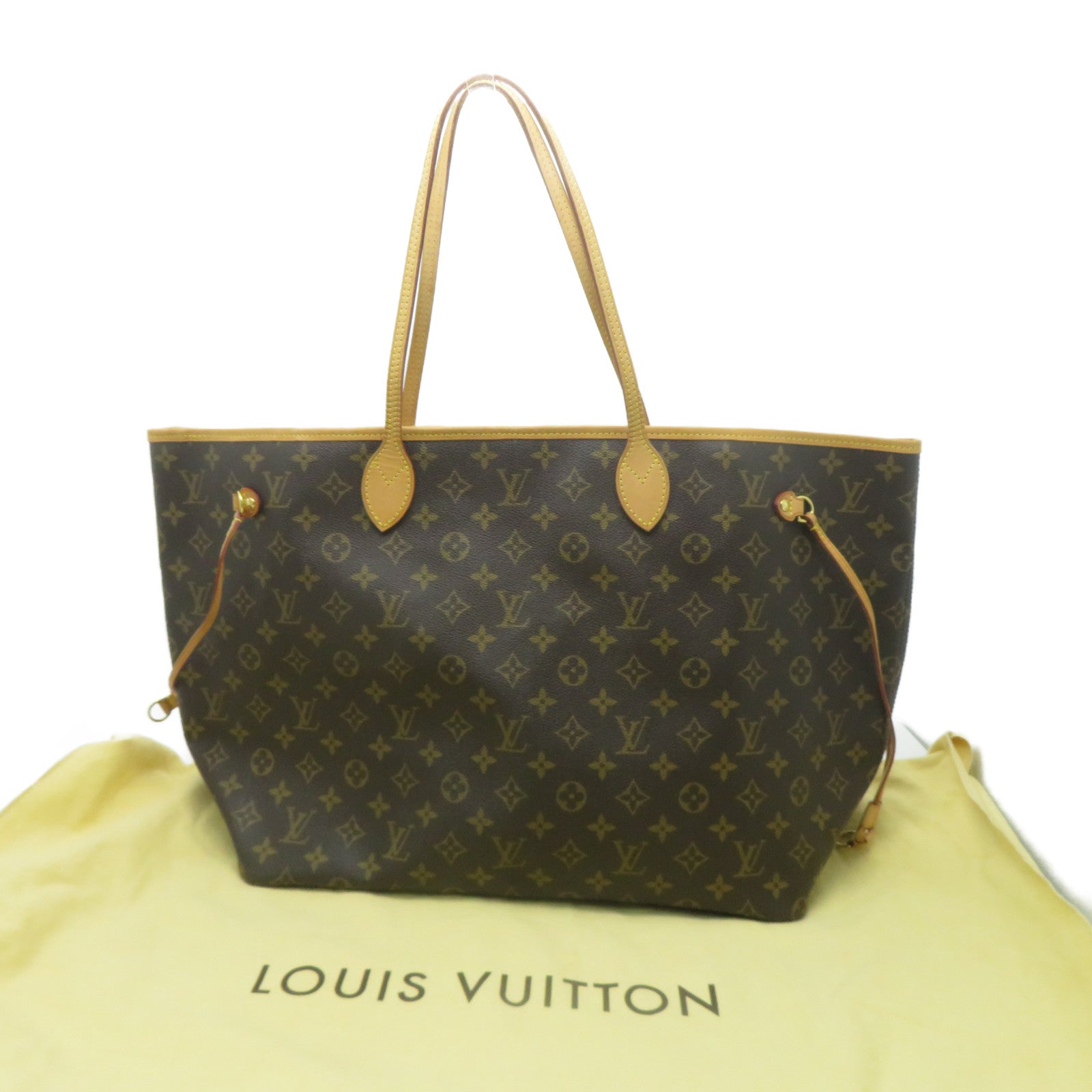 LOUIS VUITTON Monogram Neverfull GM金扣手挽袋啡色