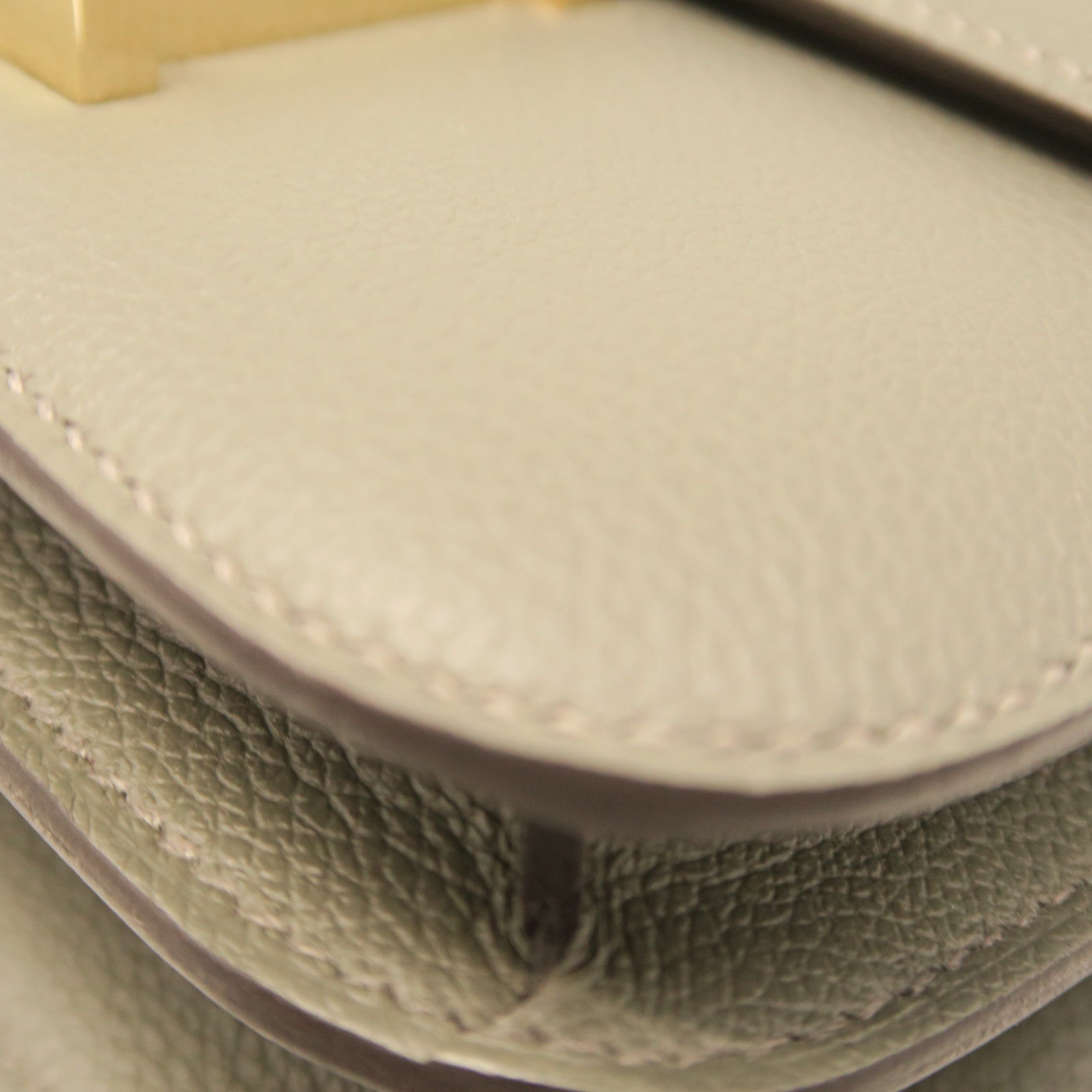 HERMES Veau Epsom Leather Constance Mini Gold Buckle Shoulder Bag Gray