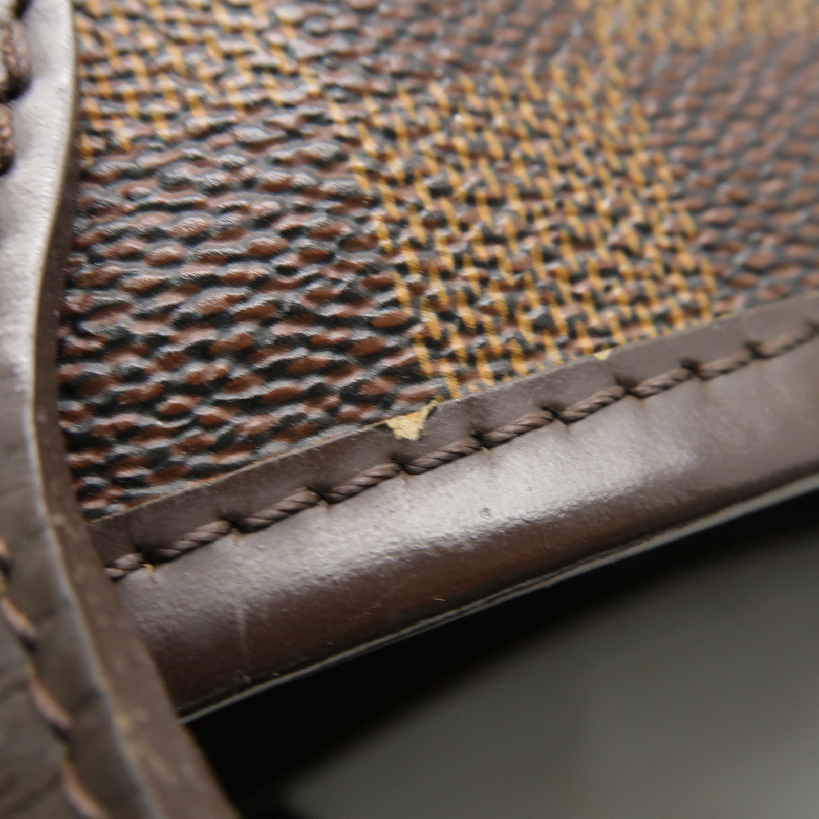 LOUIS VUITTON Damier Neverfull GM金扣手挽袋棕色