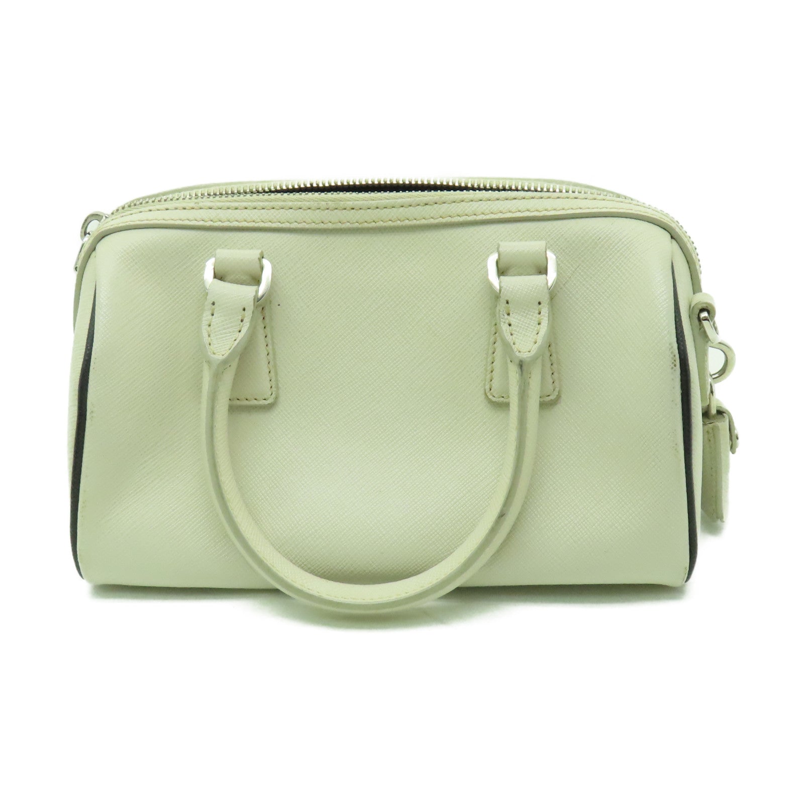 PRADA 牛皮皮革2 Way Shoulder銀扣手挽肩背兩用袋白色