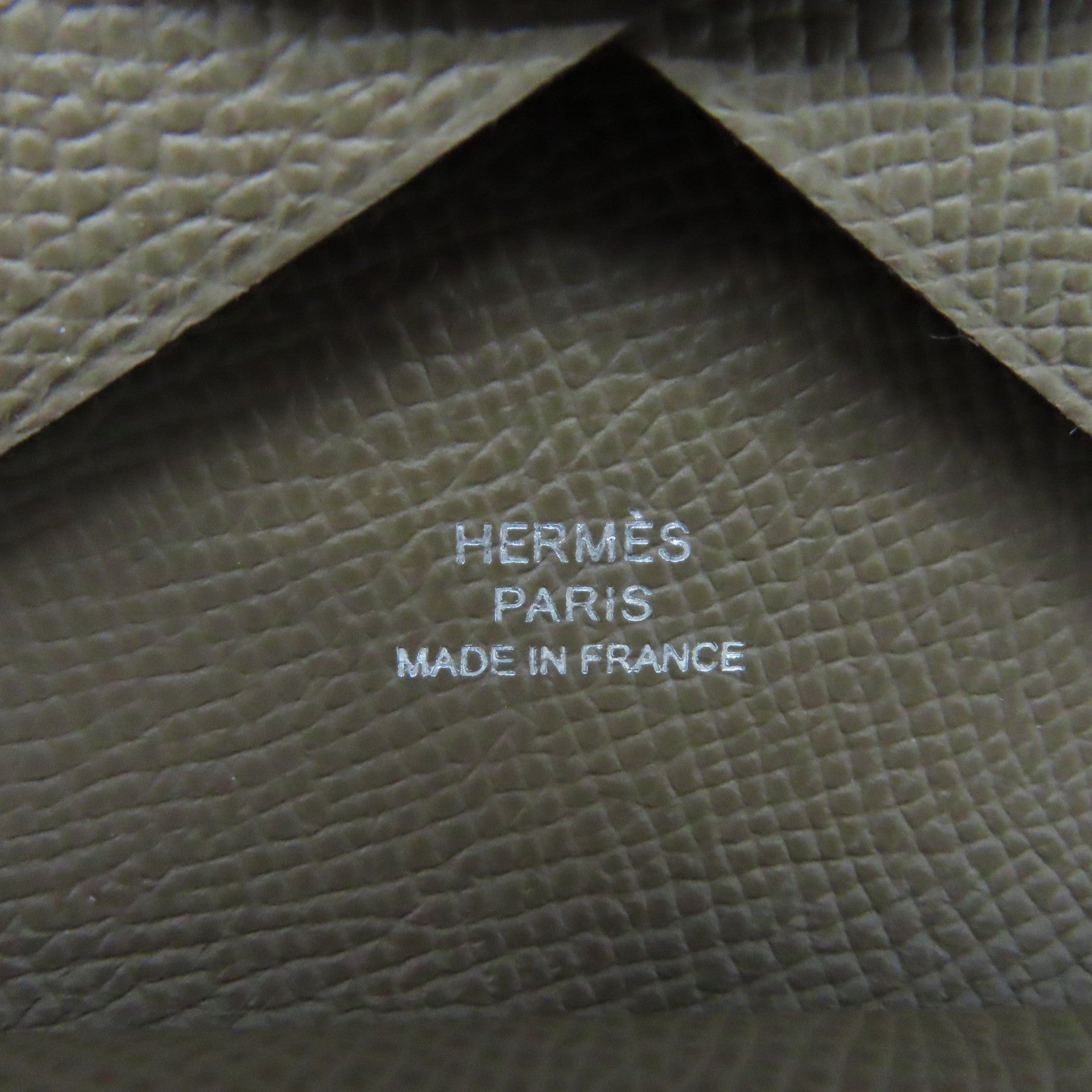 HERMES Epsom皮革Calvi Dou Card Case銀扣卡套Etoupe大象灰色