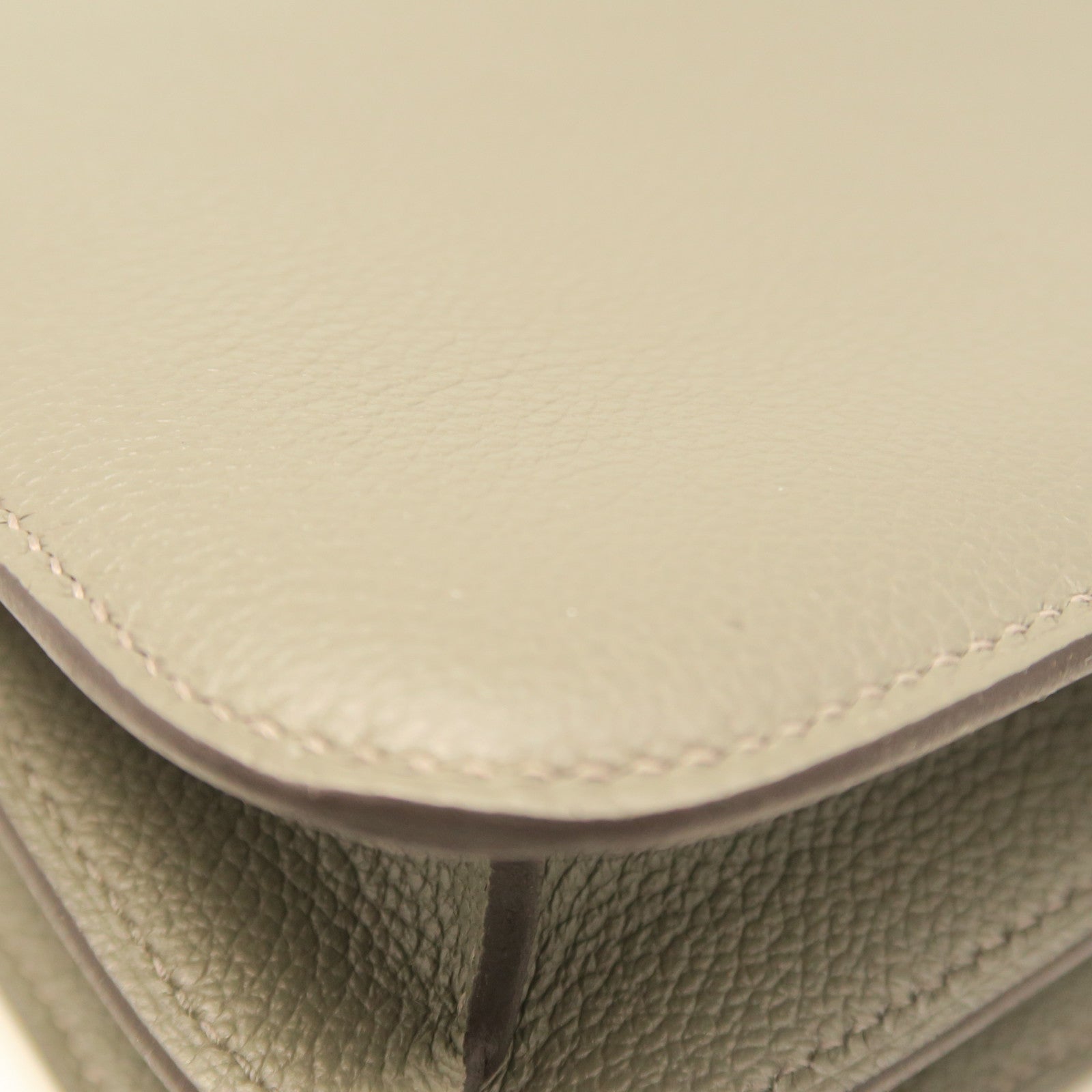 HERMES Veau Epsom Leather Constance Mini Gold Buckle Shoulder Bag Gray