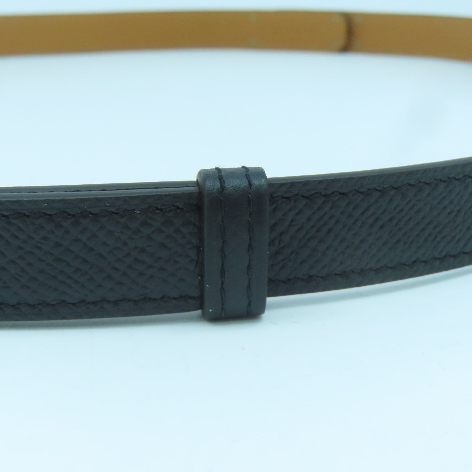 HERMES Epsom Leather Kelly Pocket 18 Belt Gold Buckle Belt Black