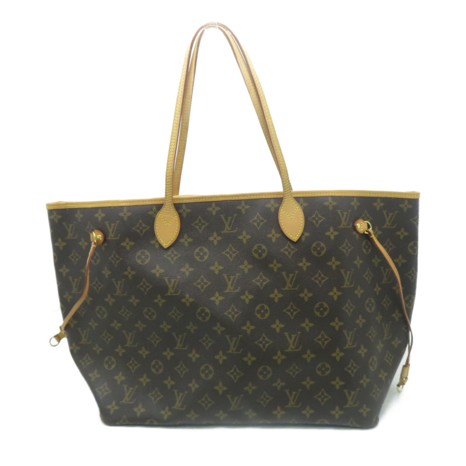 LOUIS VUITTON Monogram Neverfull GM金扣手挽袋啡色