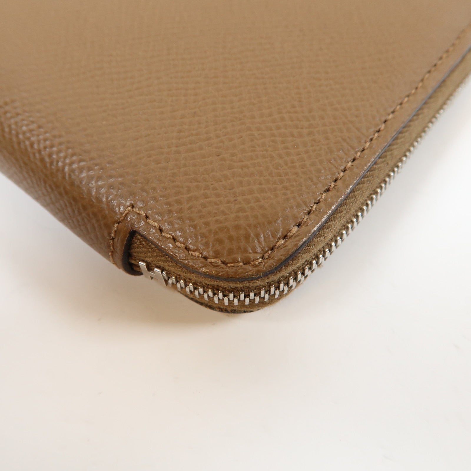 HERMES Epsom皮革Silk In Wallet銀扣長錢包Etoupe大象灰色