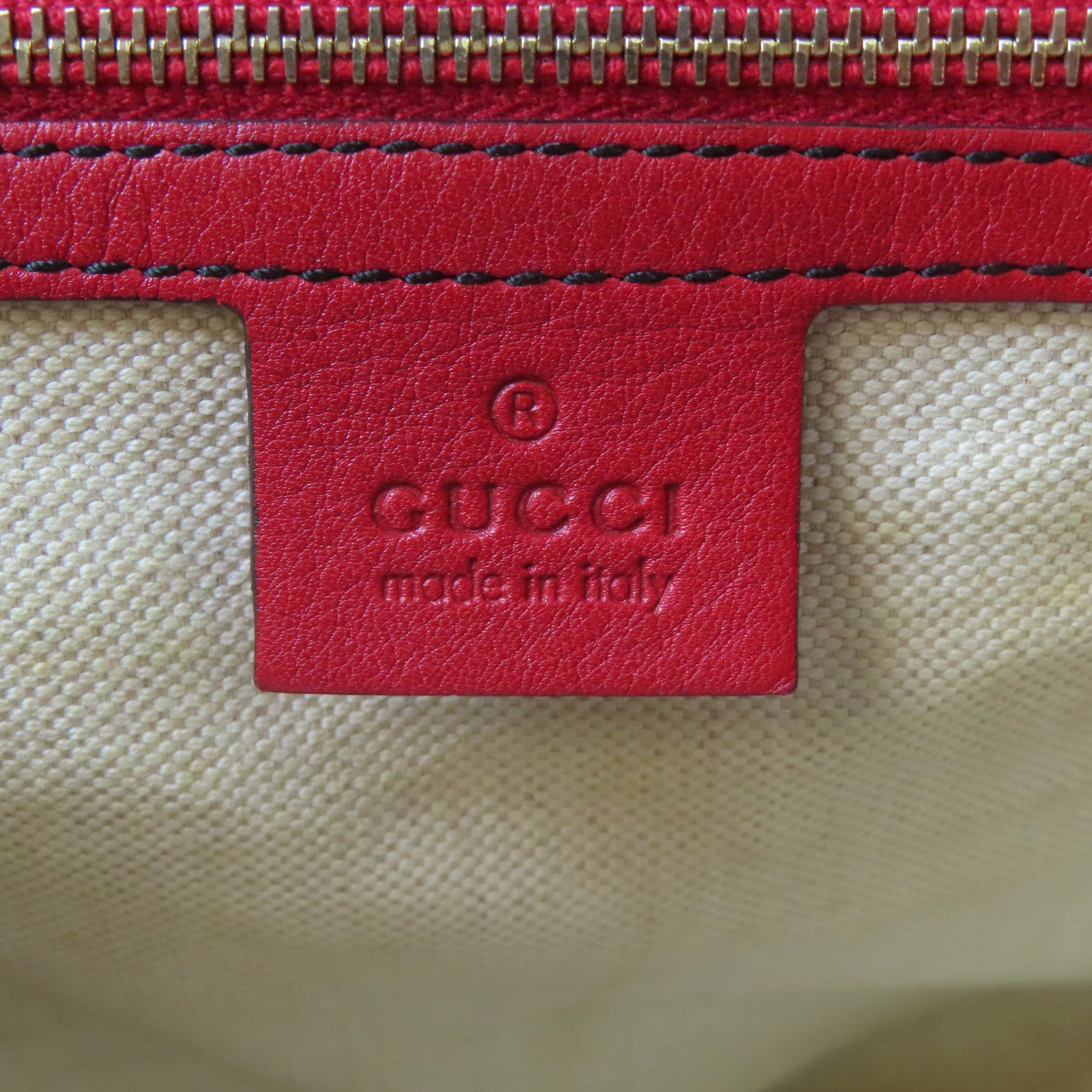 GUCCI 牛皮皮革Shoulder Tote金扣肩背袋紅色