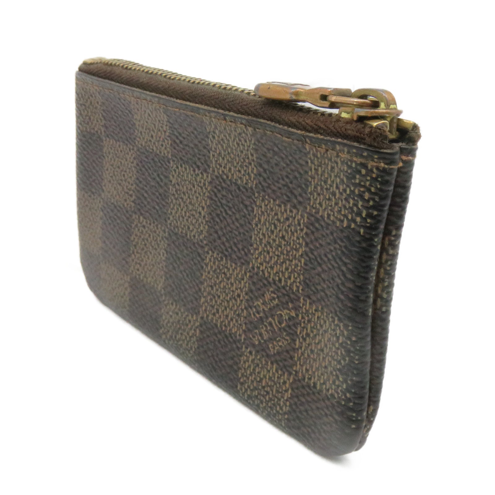 LOUIS VUITTON Damier Key &amp; Coin Case Lock Key Coin Cover Brown