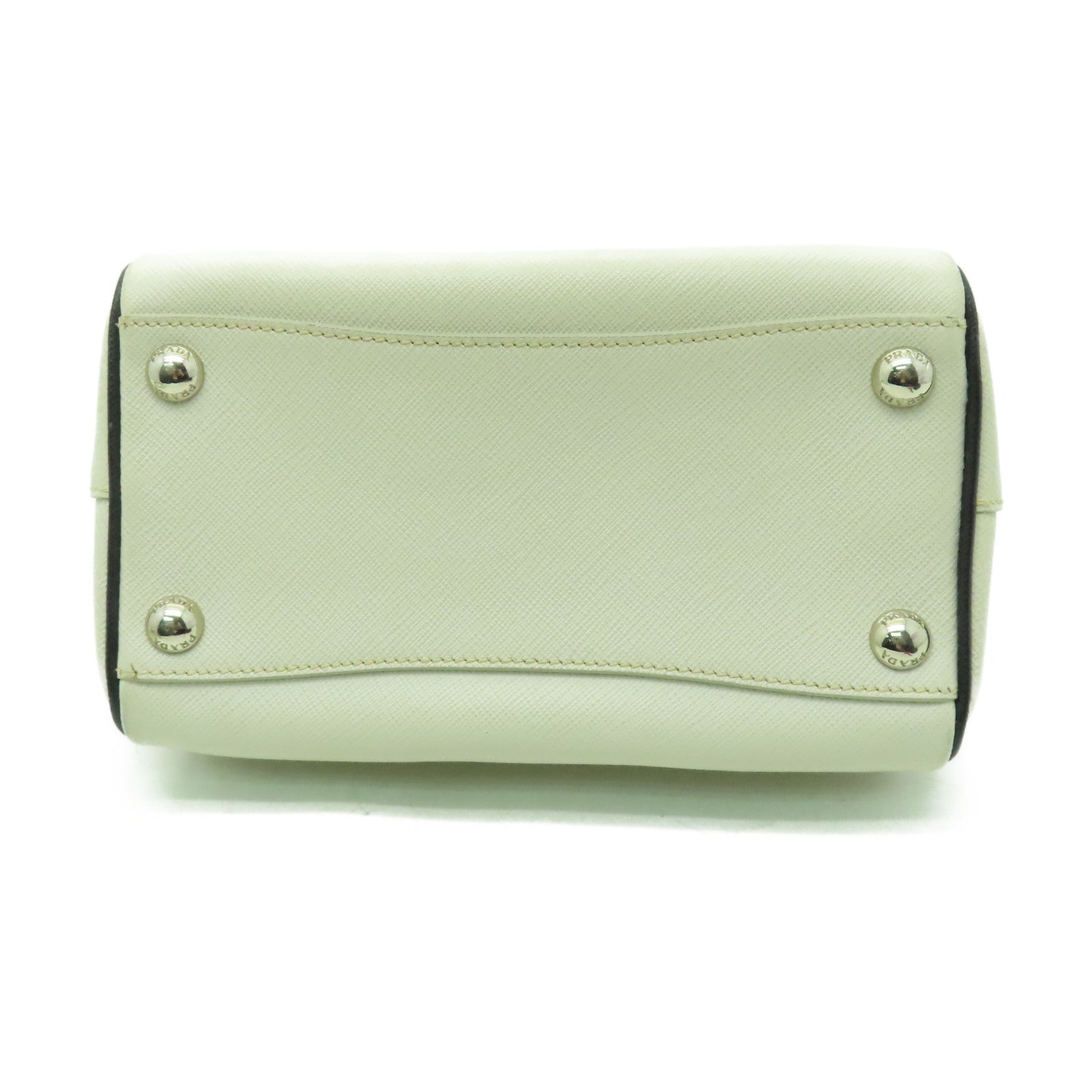 PRADA 牛皮皮革2 Way Shoulder銀扣手挽肩背兩用袋白色